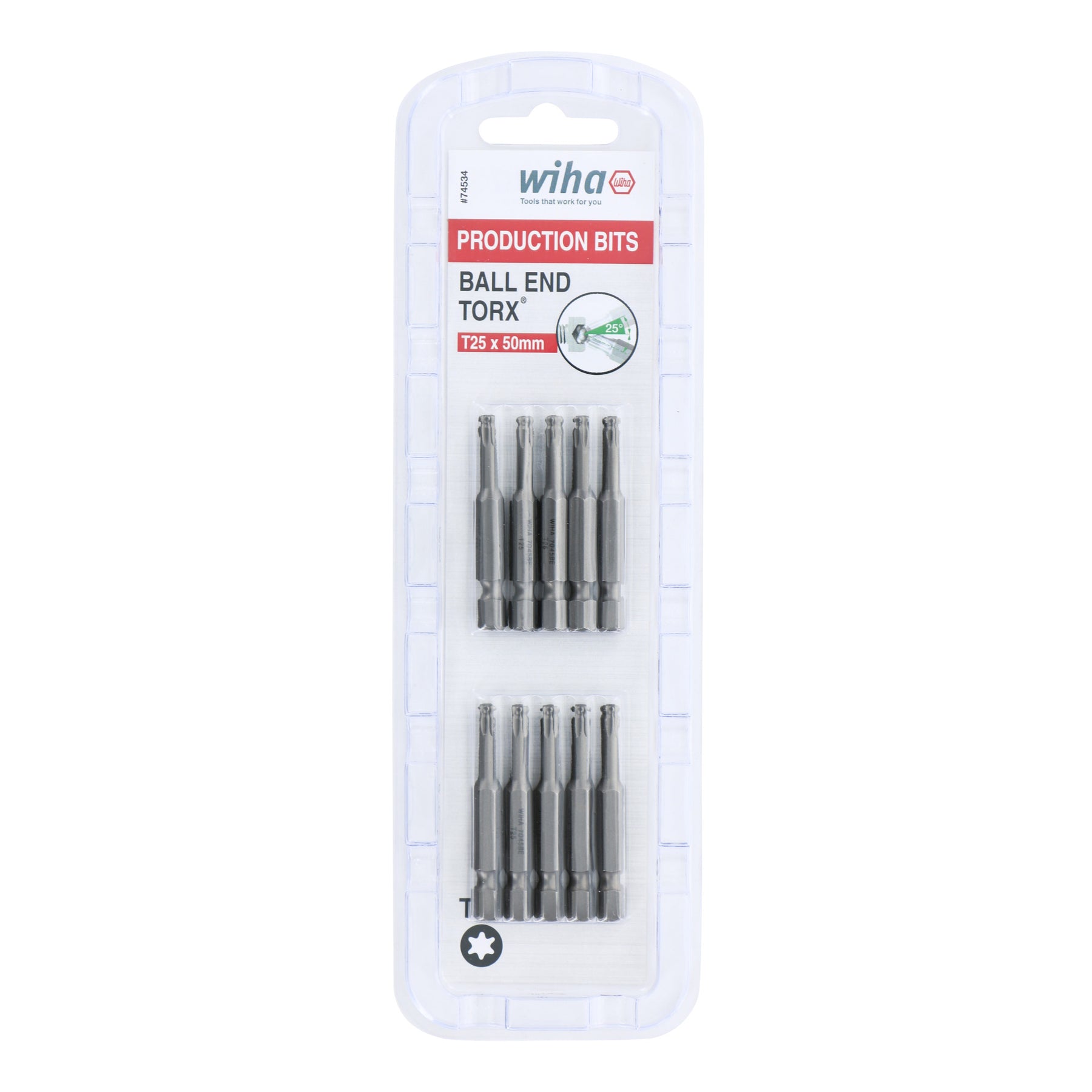 Torx Ball End Bit T25 - 50mm - 10 Pack