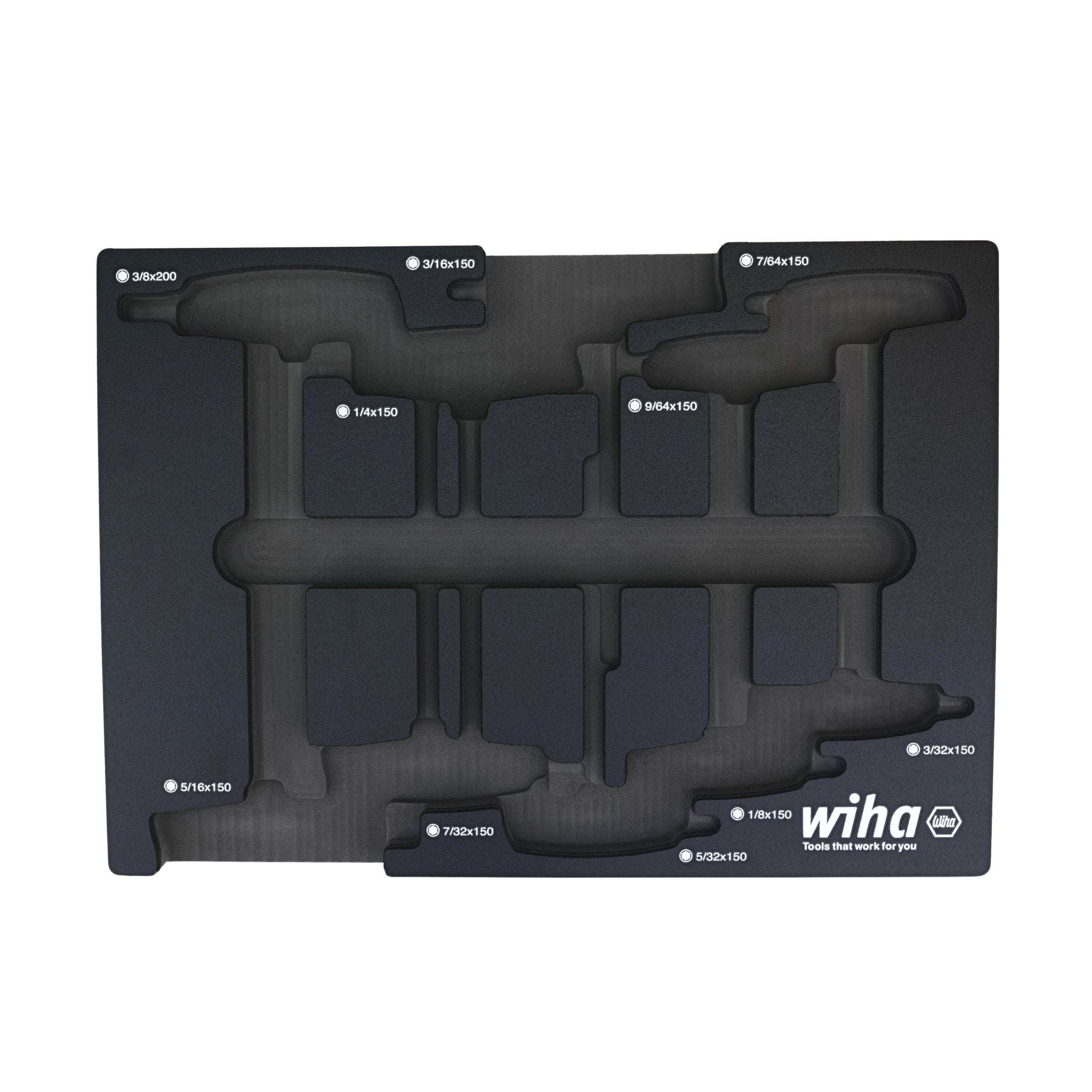 Wiha 93050 Empty Tray Set for 10 Piece SoftGrip Dual Drive Hex SAE T-Handle Tray Set