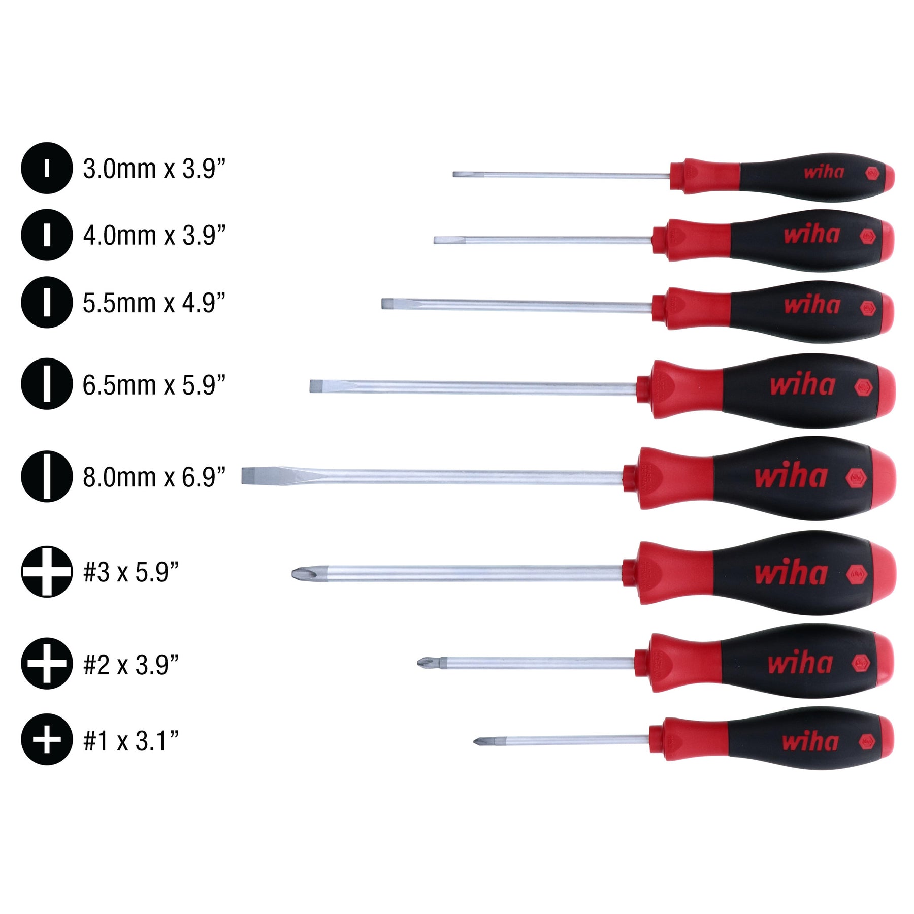 8 Piece SoftFinish Slotted and Phillips Screwdriver Set