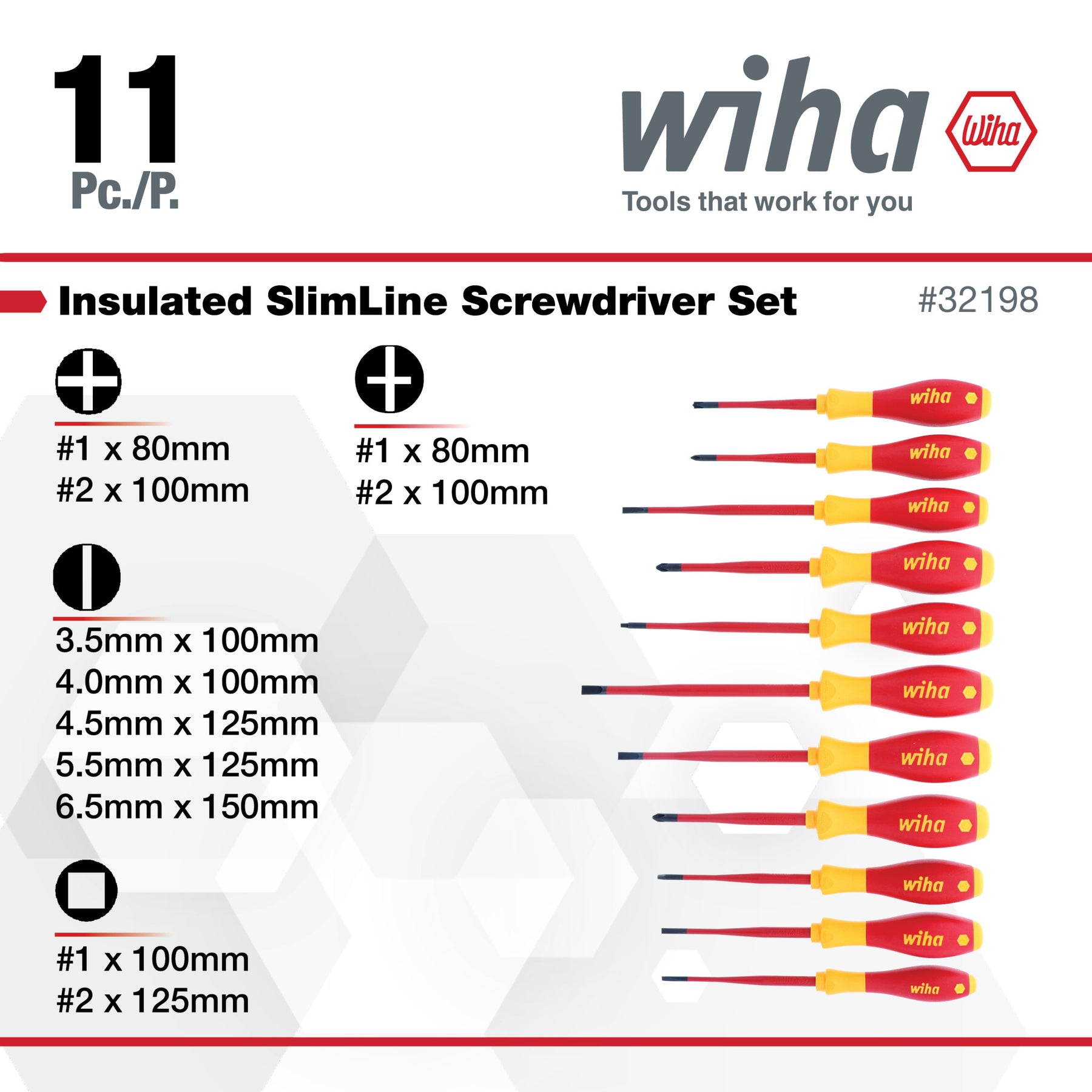 11 Piece Insulated SlimLine Screwdriver Set