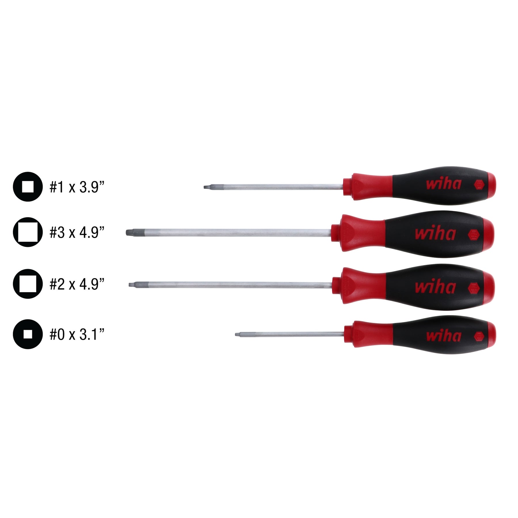 4 Piece SoftFinish Square Screwdriver Set