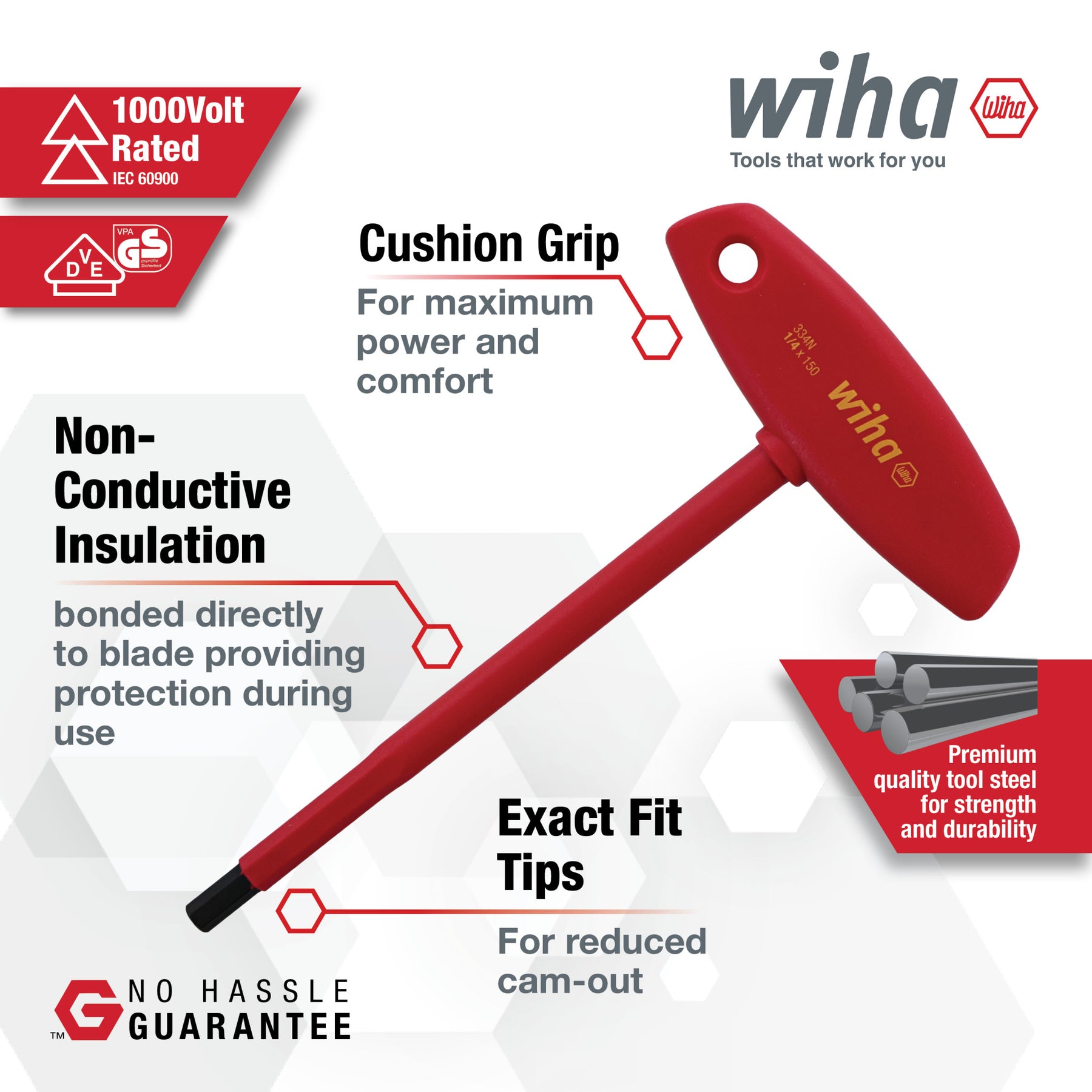 5 Piece Insulated T-Handle Hex Screwdriver Set - Metric