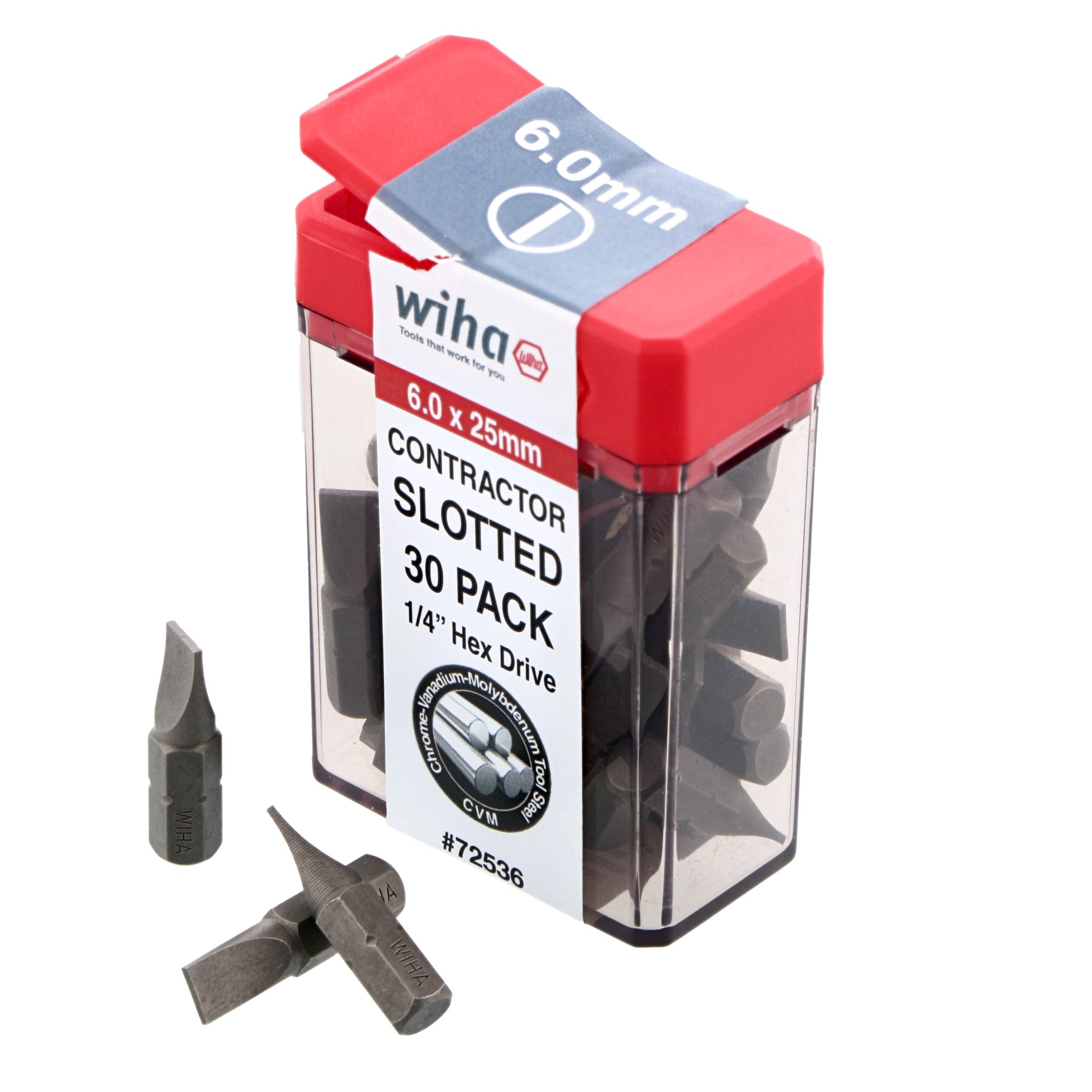 Slotted Contractor Insert Bit 6.0mm x 25mm - 30 Piece
