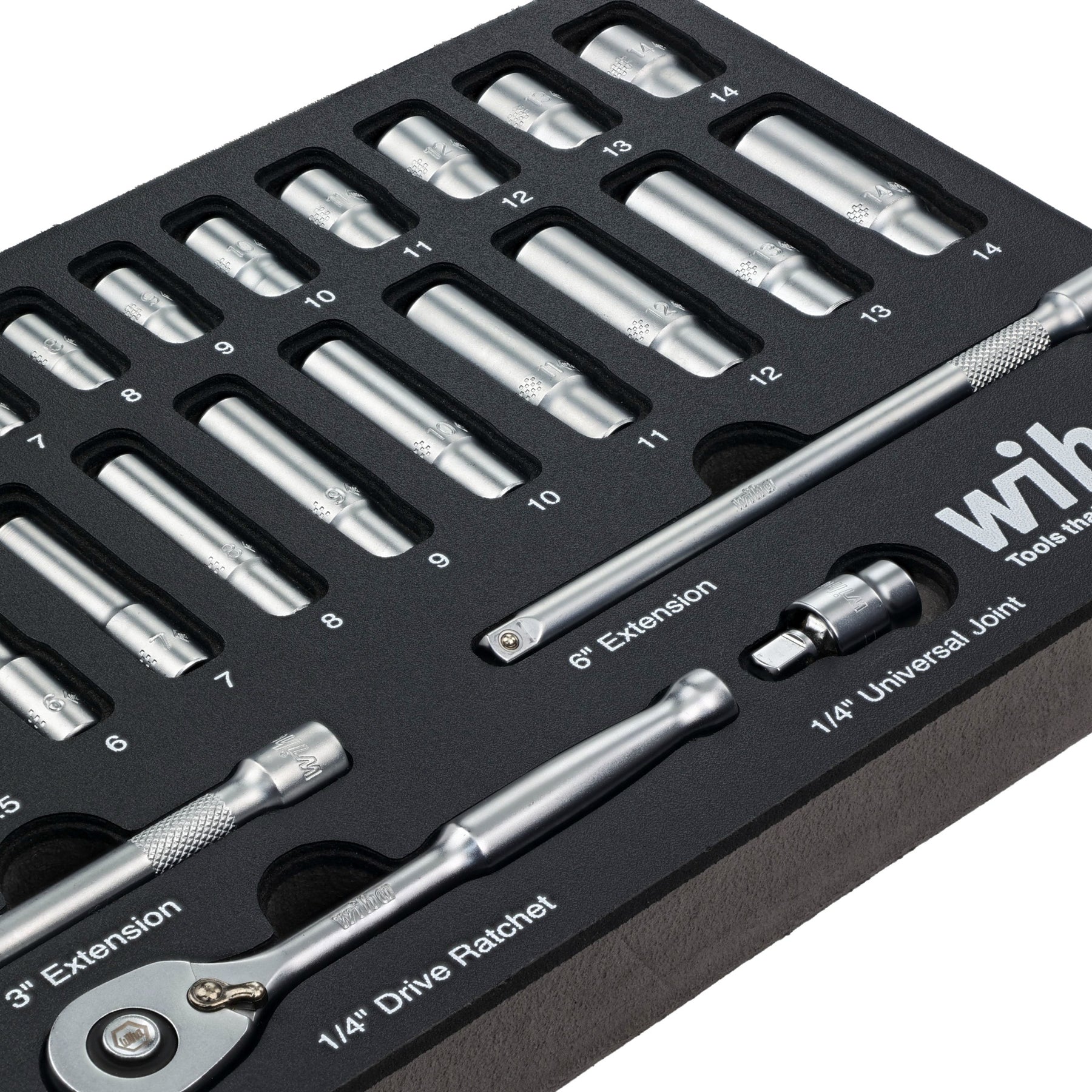 27 Piece 1/4" Drive Professional Standard and Deep Socket Tray Set - Metric