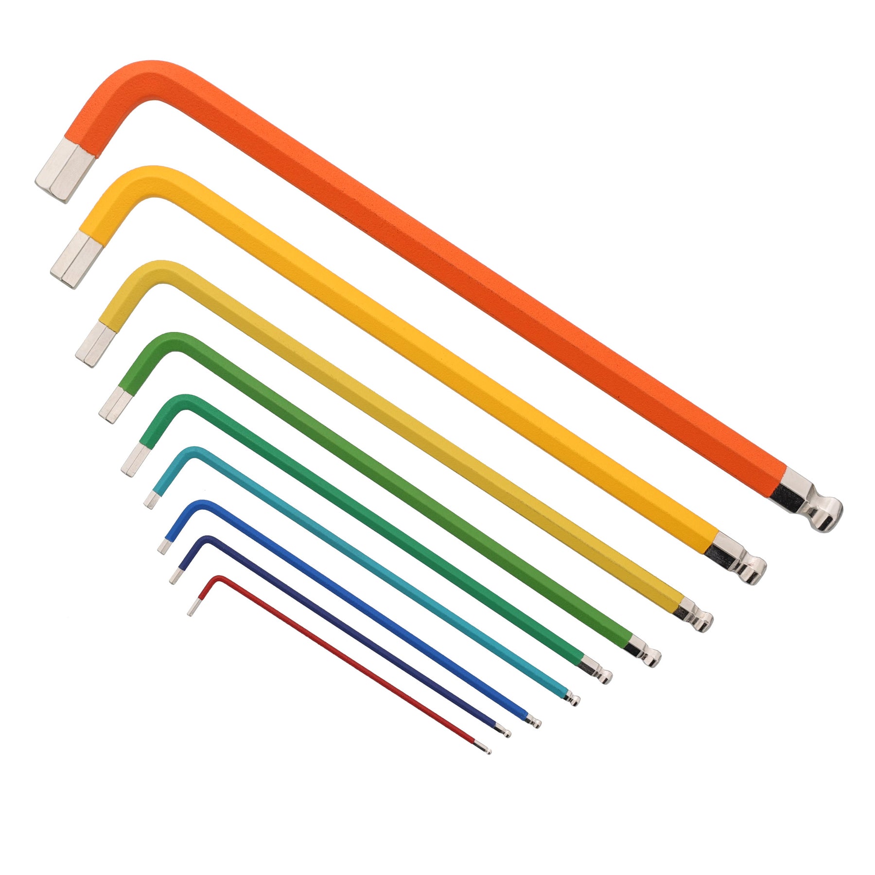9 Piece Ball End Color Coded Hex L-Key Set - Metric