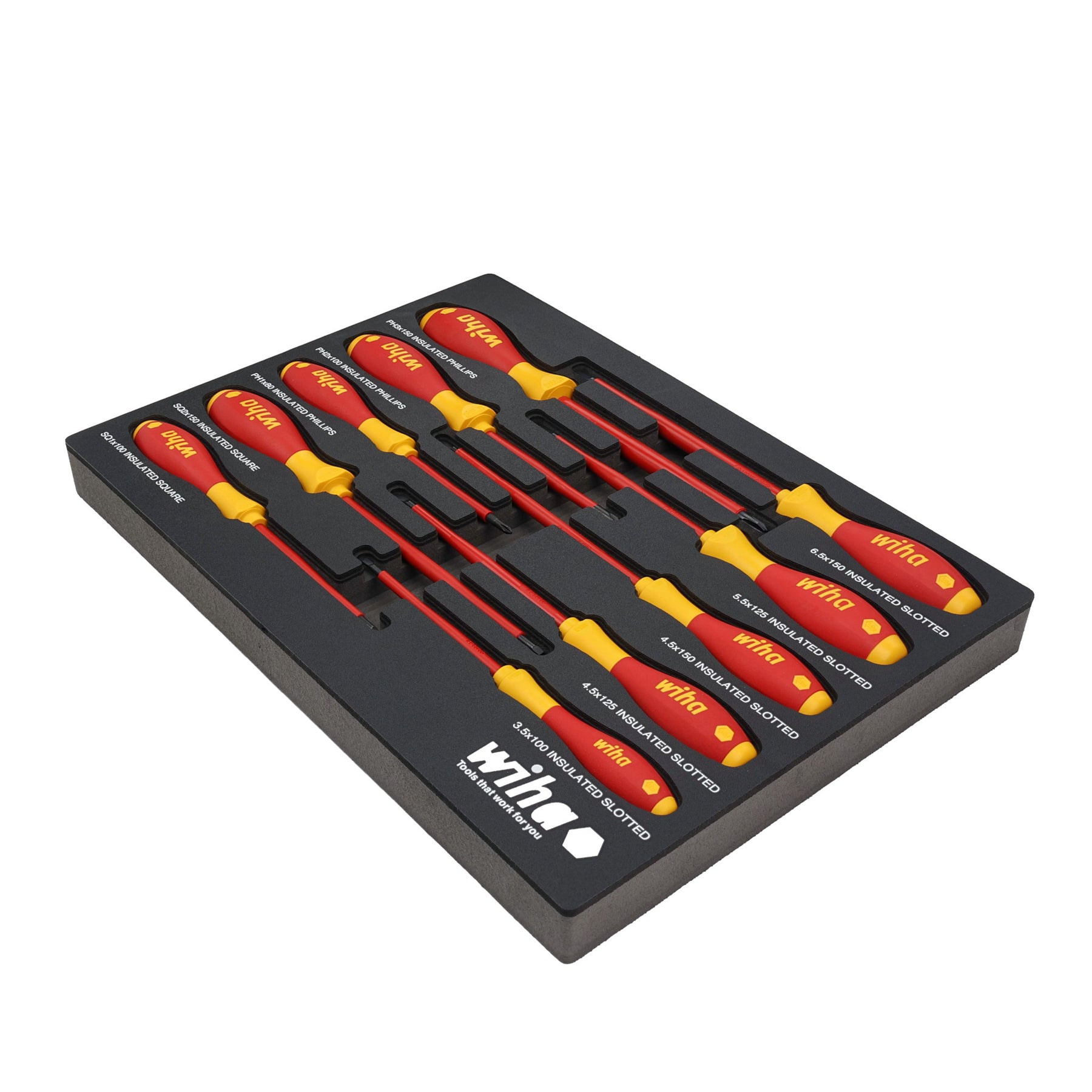 10 Piece Insulated SoftFinish Cushion Grip Screwdriver Tray Set