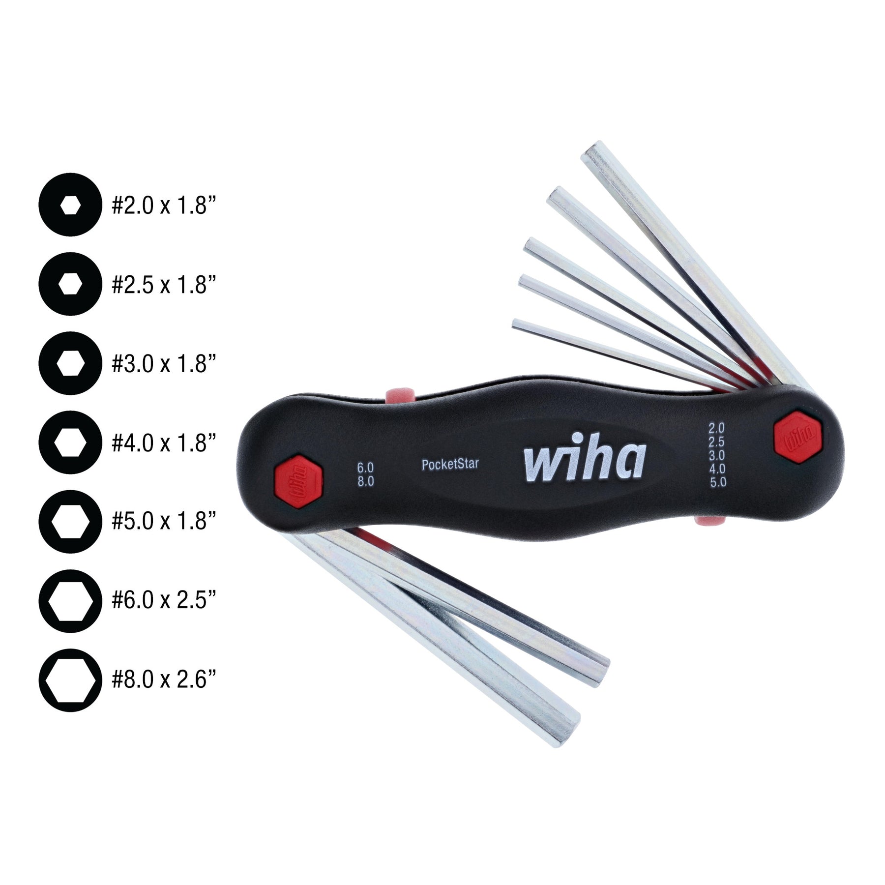 7 Piece PocketStar Fold-Out Hex Key Set - Metric