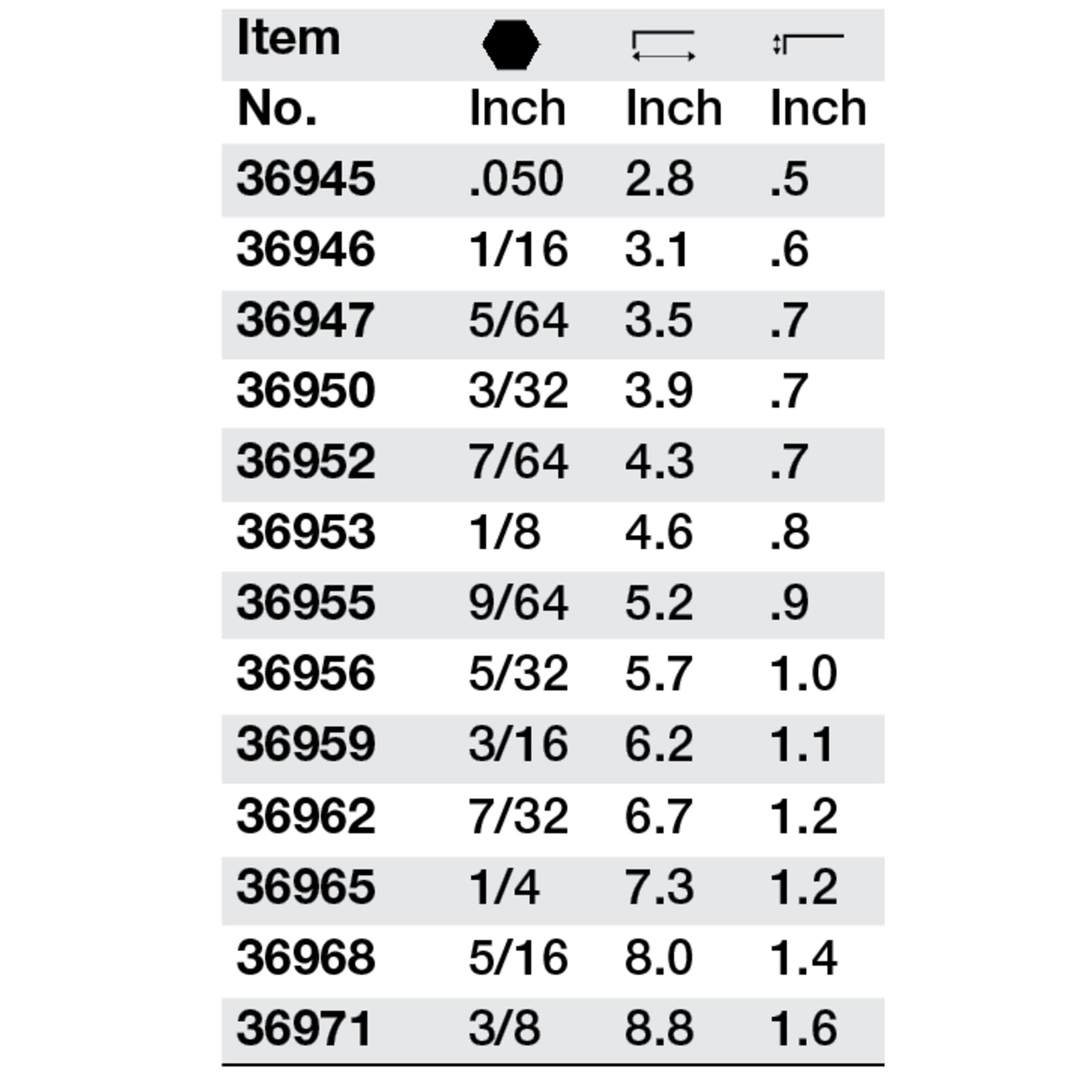 Ball End Long Arm Hex Key 7/64"