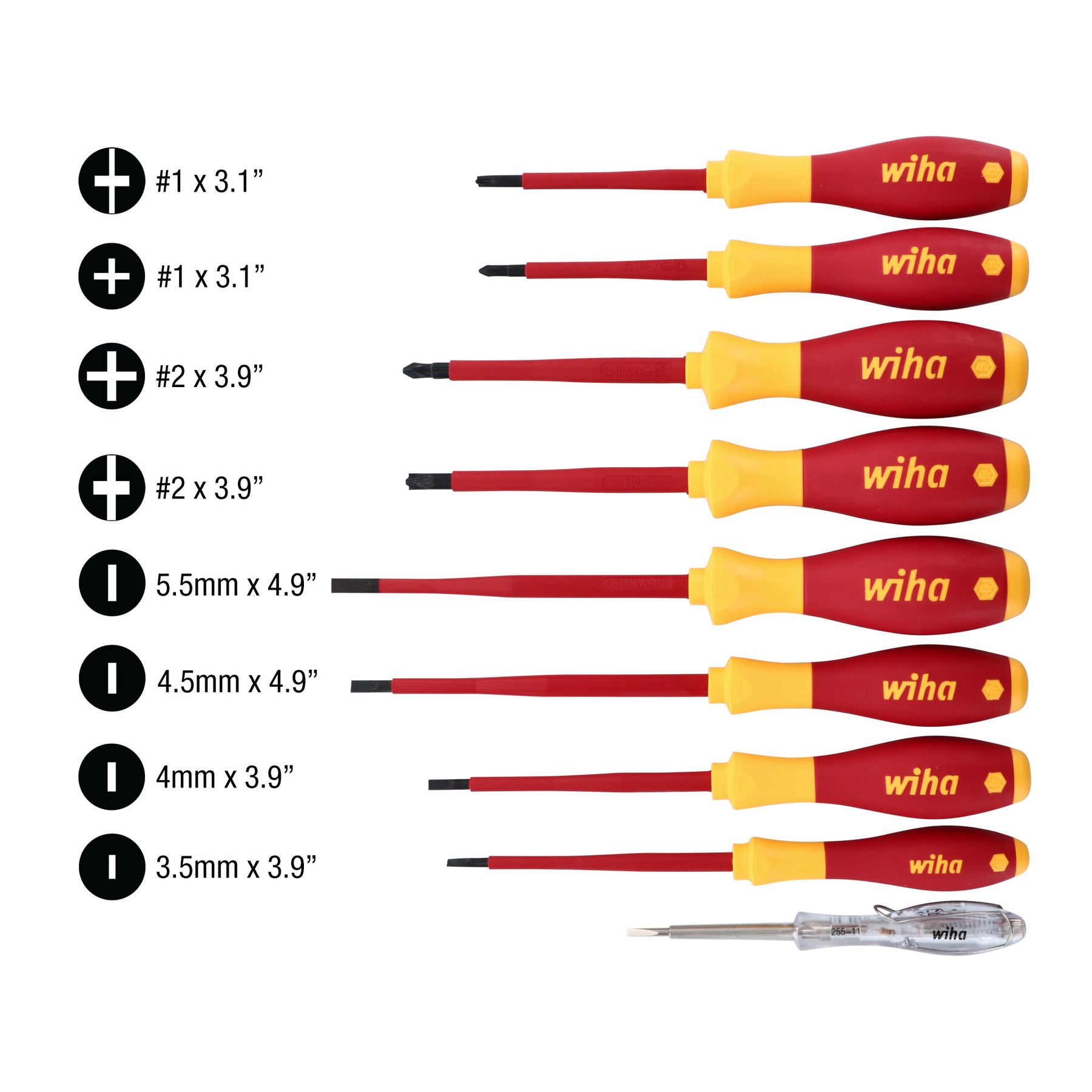9 Piece Insulated SoftFinish Screwdriver and Voltage Detector Set