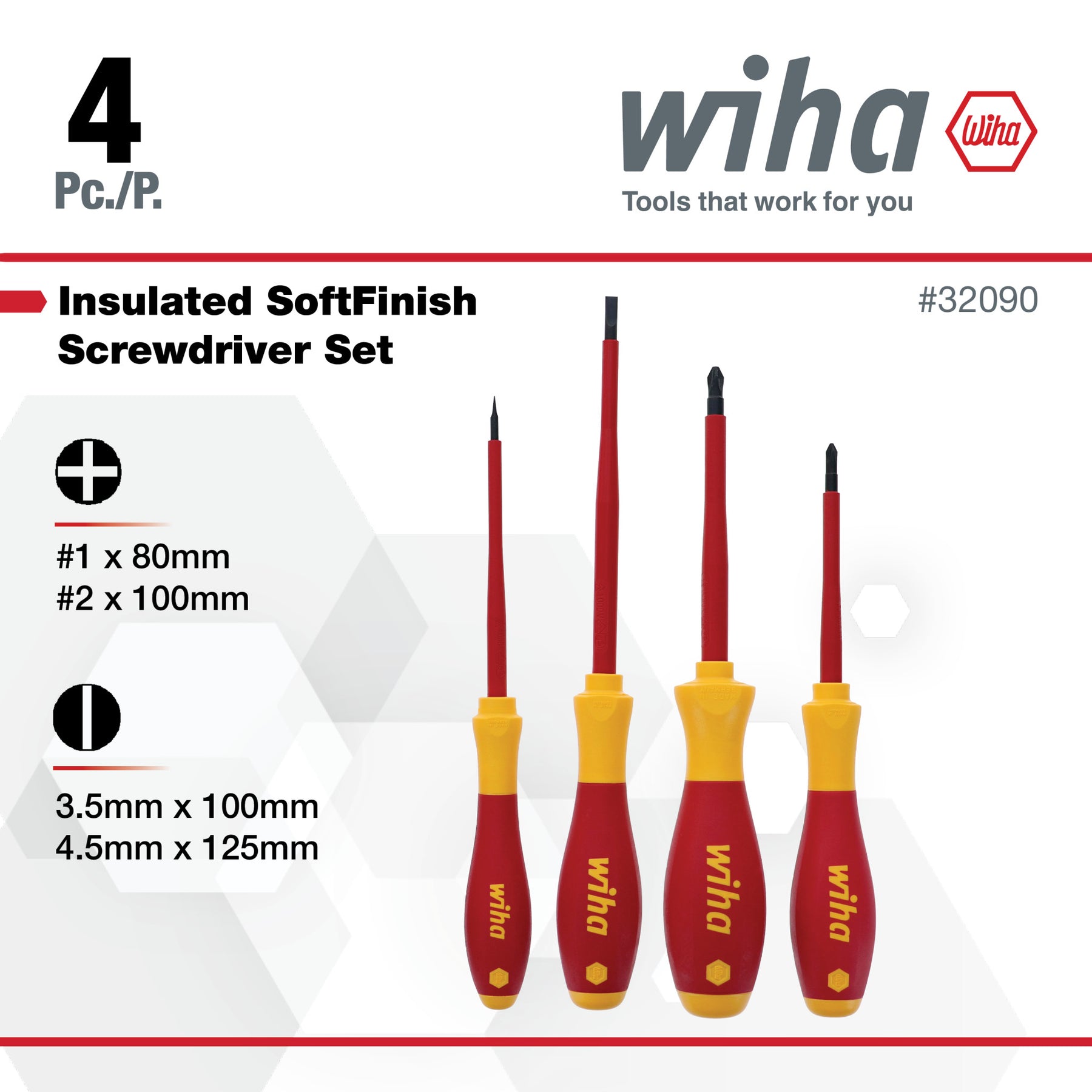 4 Piece Insulated SoftFinish Screwdriver Set