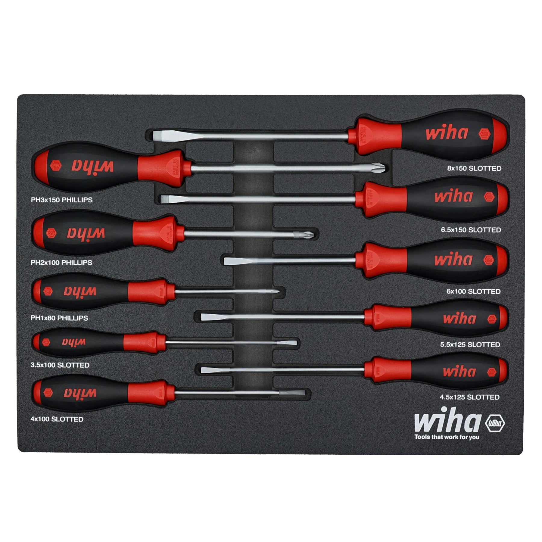 10 Piece SoftFinish Cushion Grip Screwdriver Tray Set