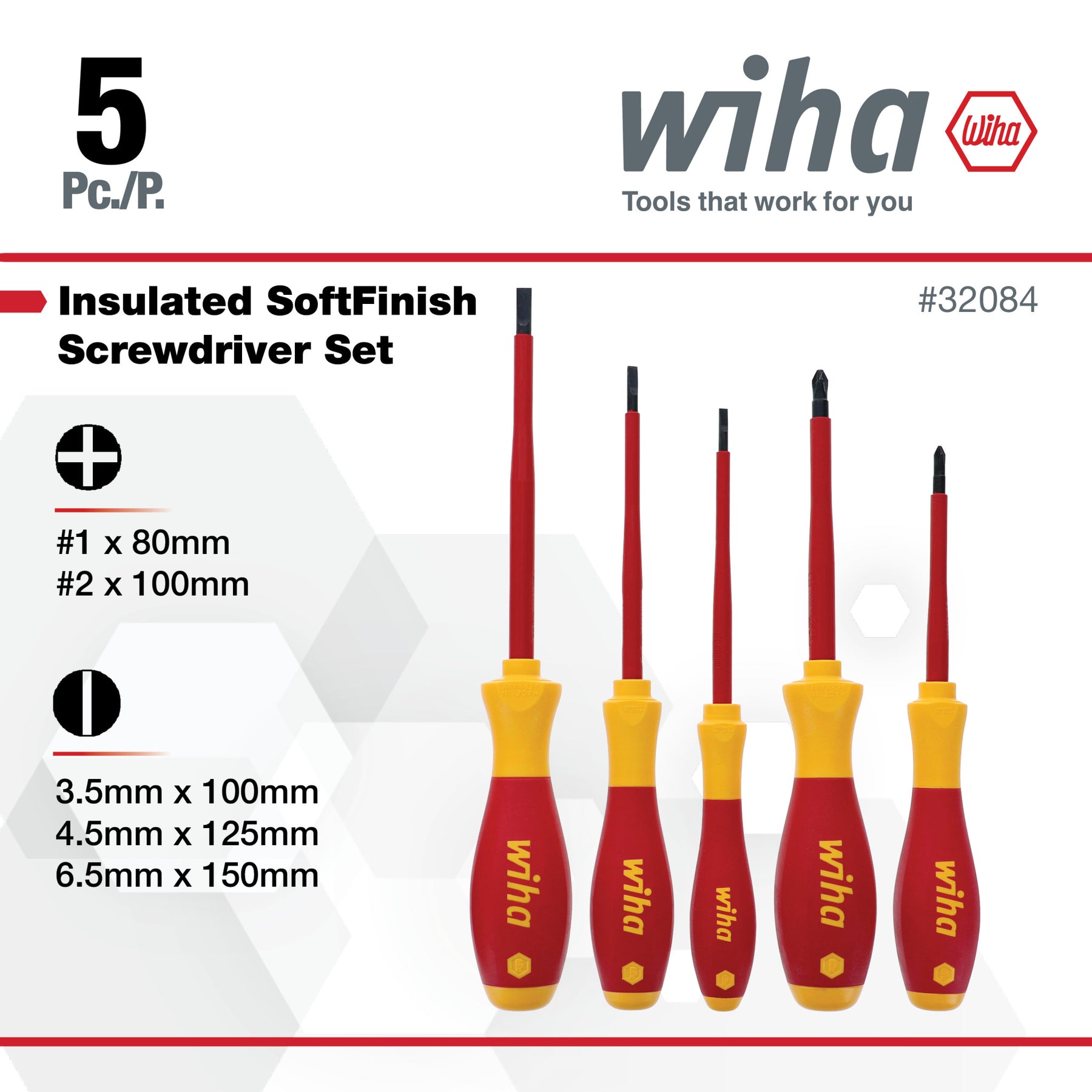5 Piece Insulated SoftFinish Screwdriver Set