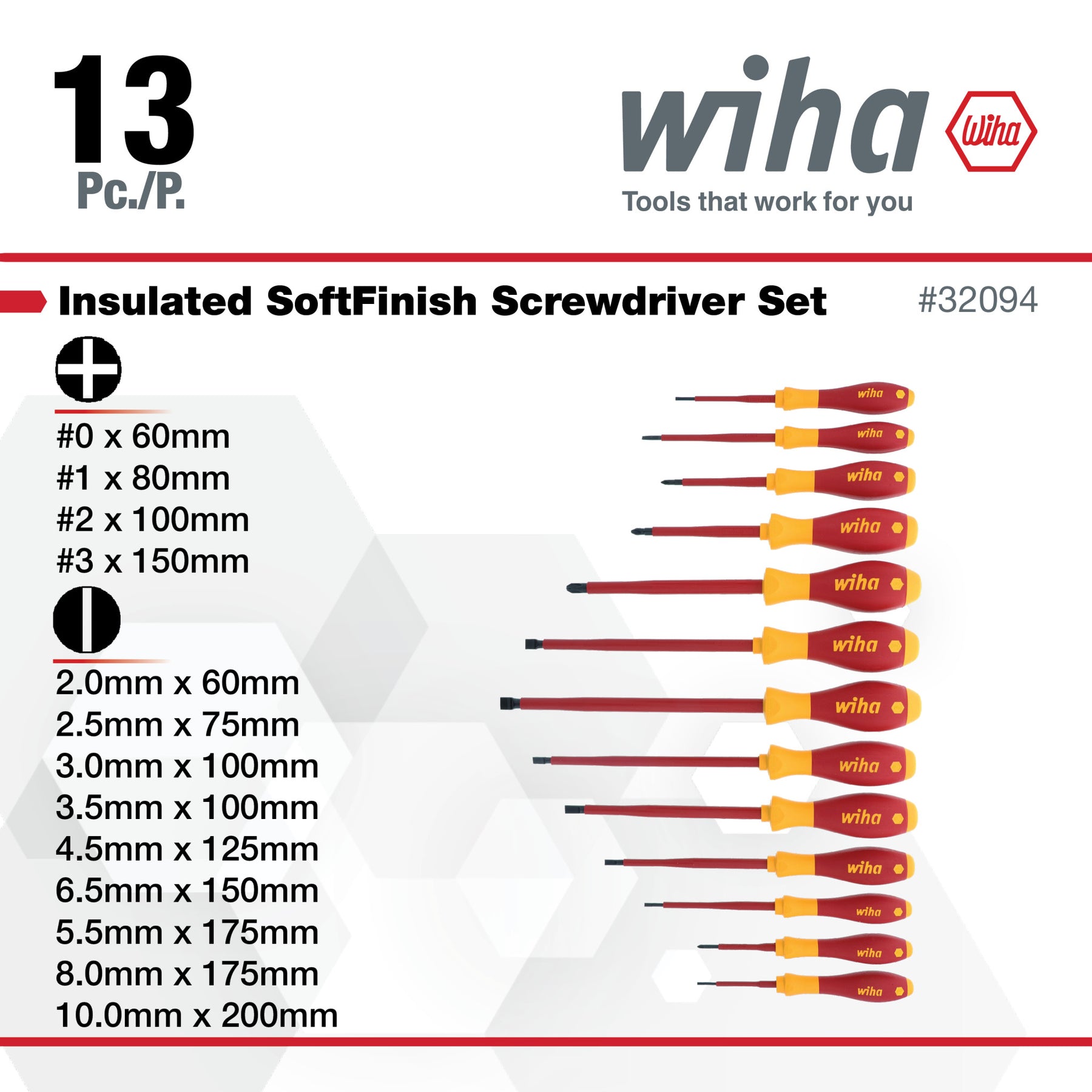13 Piece Insulated SoftFinish Screwdriver Set