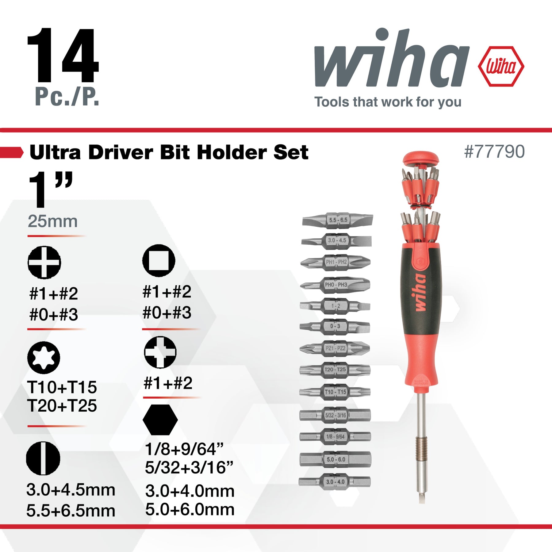 14 Piece Ultra Driver 26-in-1 Tradesman Bit Holder Set