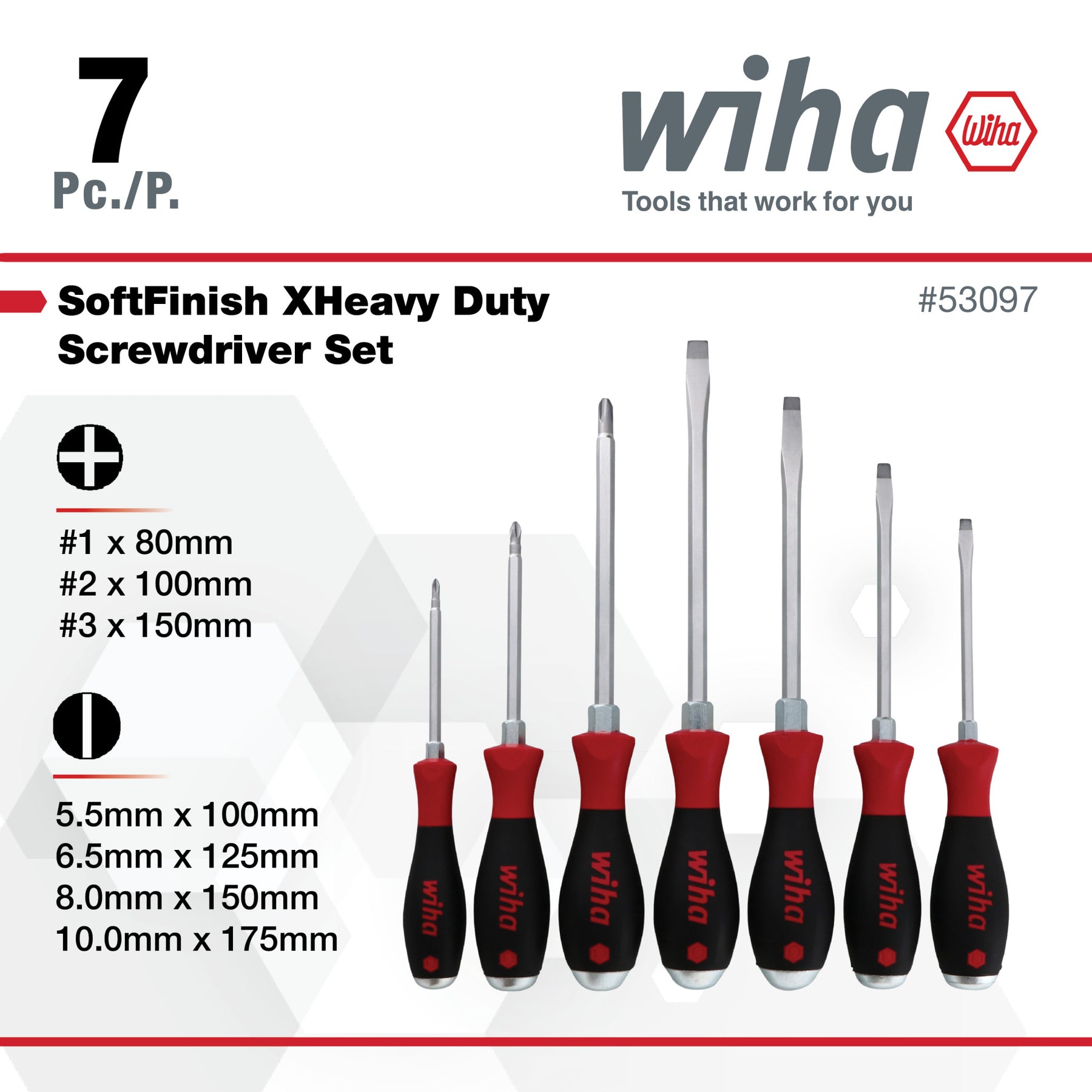 7 Piece SoftFinish XHeavy Duty Slotted and Phillips Screwdriver Set