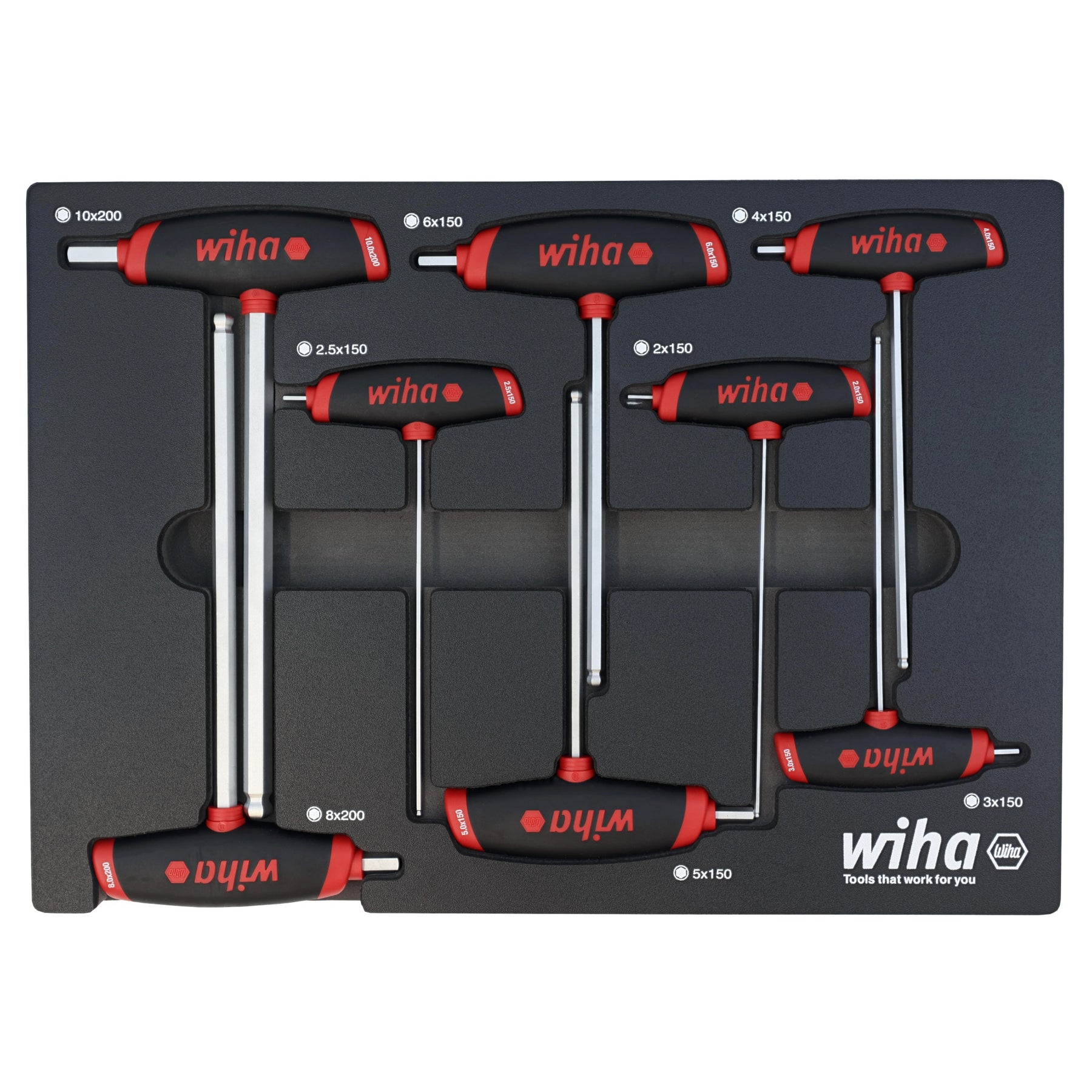 8 Piece SoftGrip Dual Drive Hex Metric T-Handle Tray Set