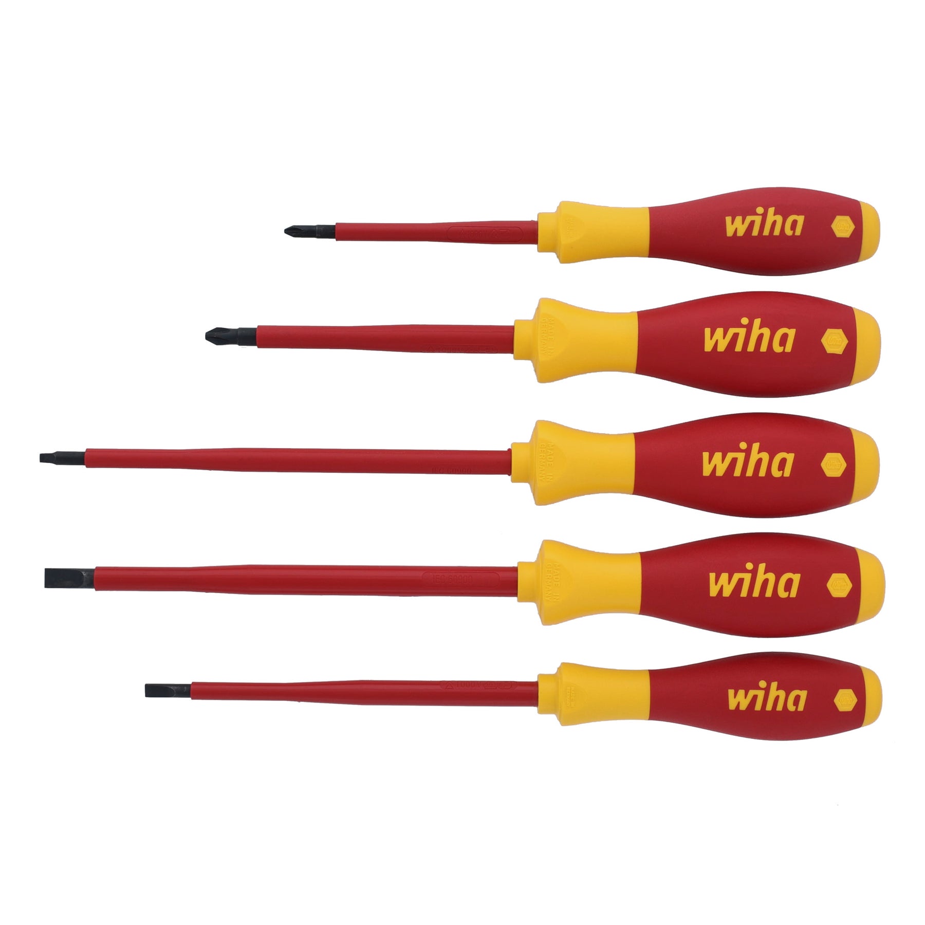 5 Piece Insulated SoftFinish Screwdriver Set - Slotted, Phillips, Square