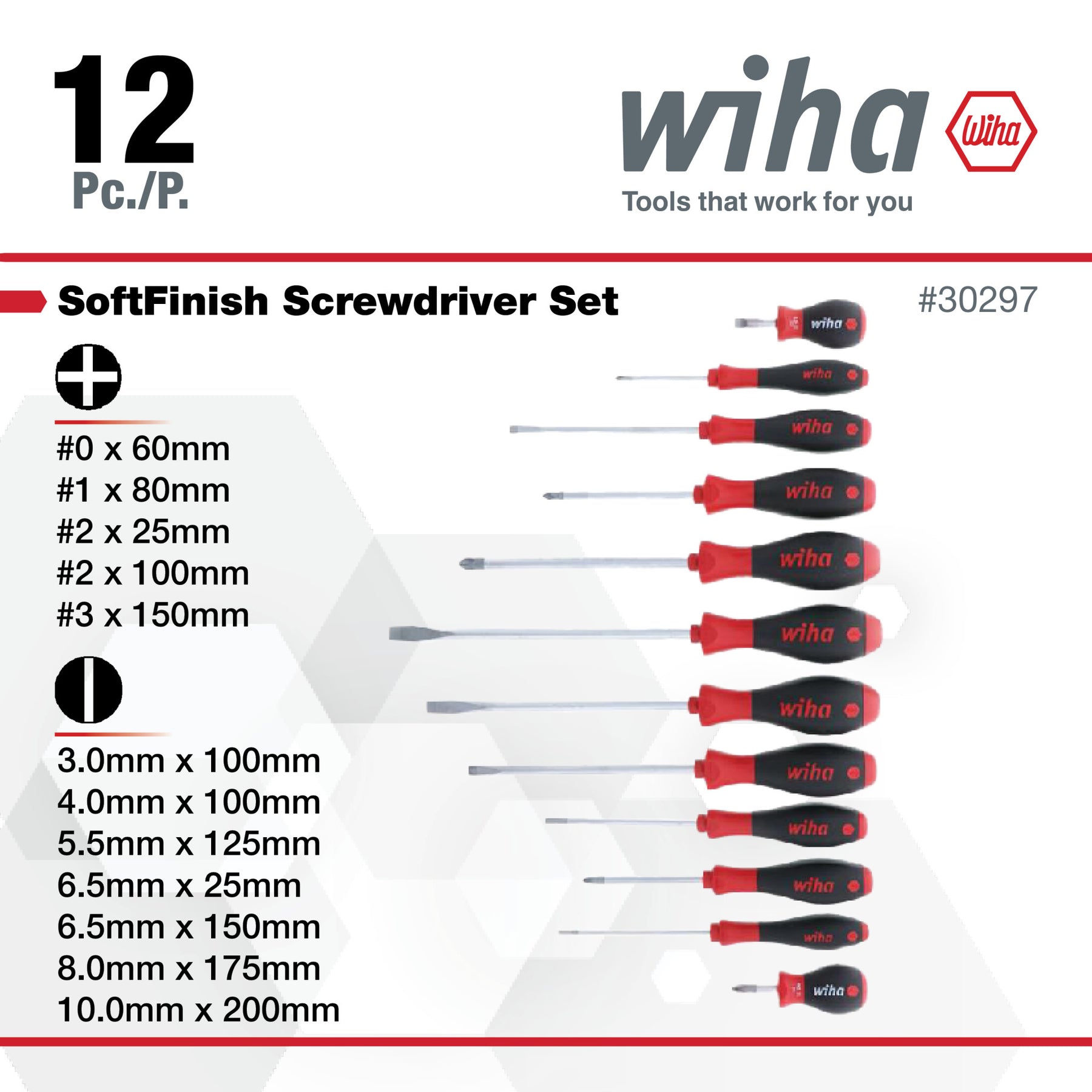 12 Piece SoftFinish Slotted and Phillips Screwdriver Set