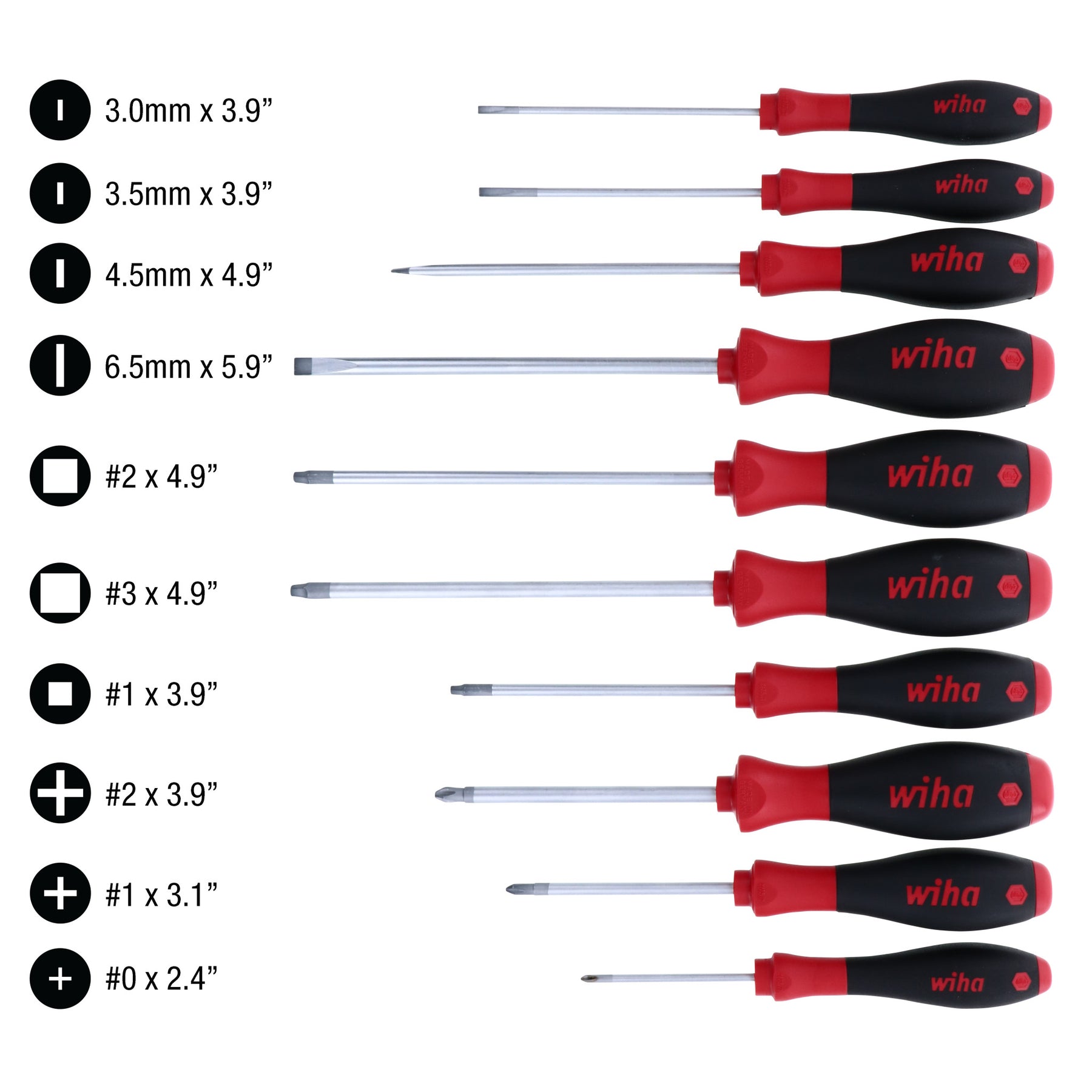 10 Piece SoftFinish Phillips and Square Screwdriver Set