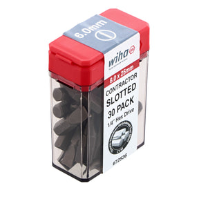 Slotted Contractor Insert Bit 6.0mm x 25mm - 30 Piece