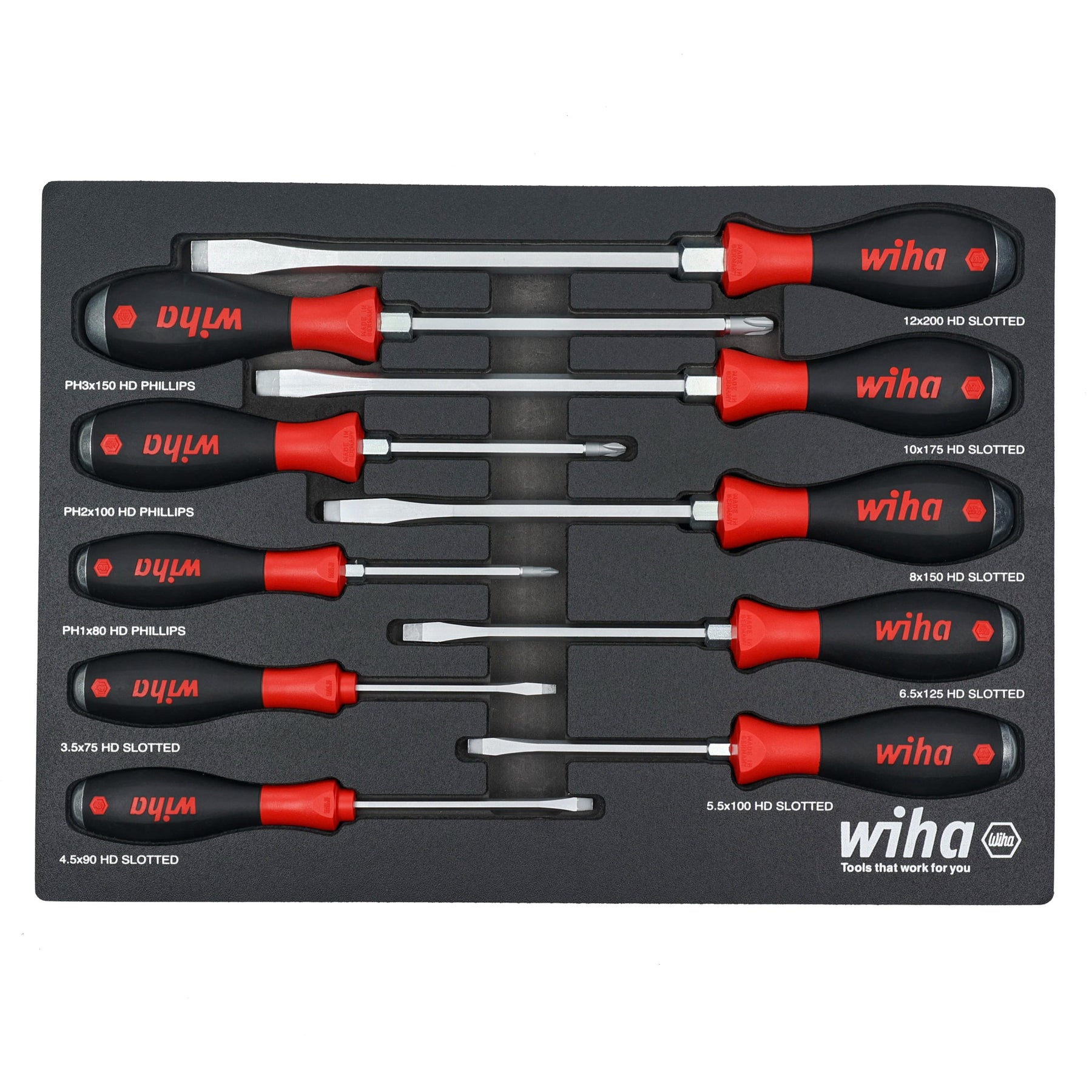 10 Piece SoftFinish XHeavy Duty Cushion Grip Screwdriver Tray Set