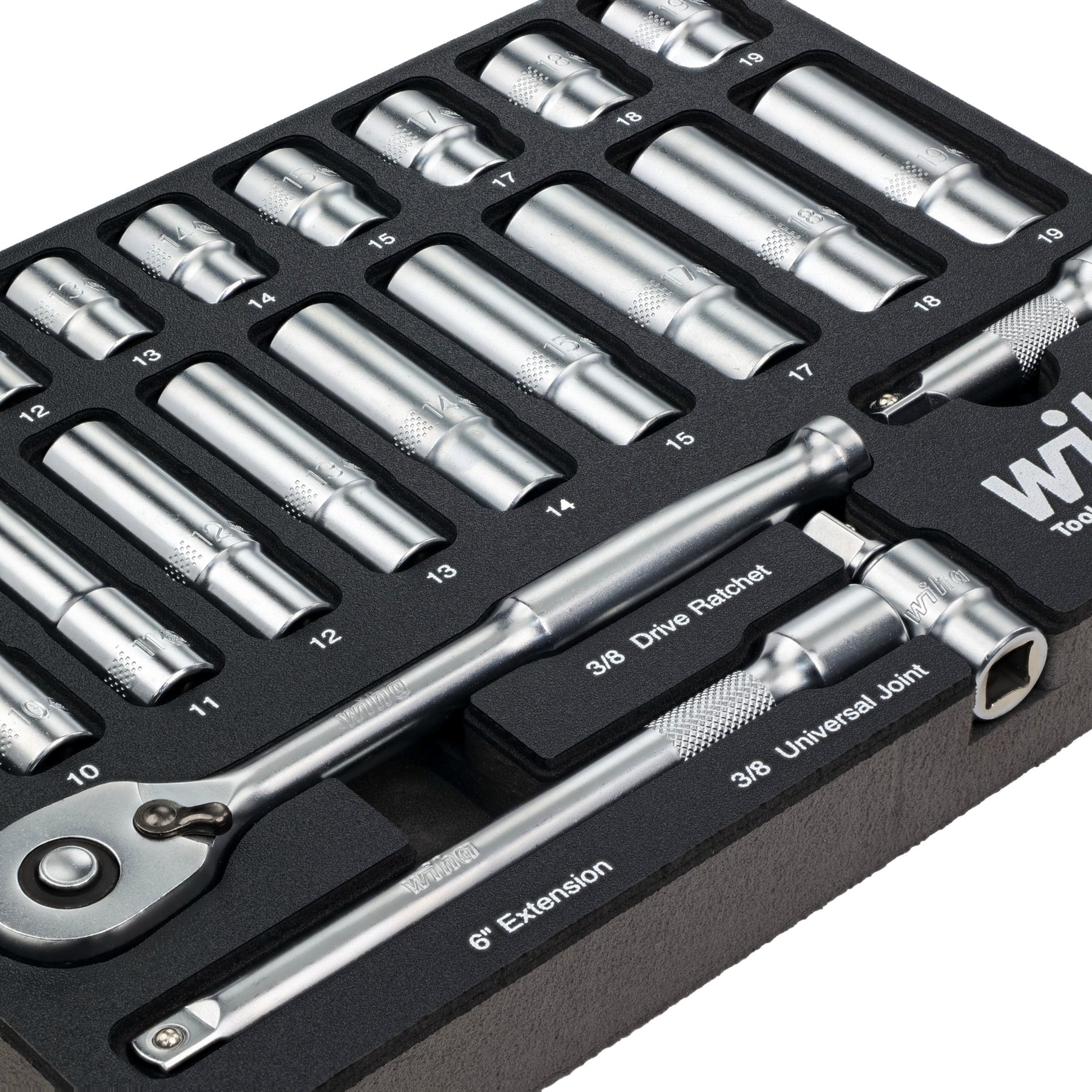 24 Piece 3/8" Drive Professional Standard and Deep Socket Tray Set - Metric