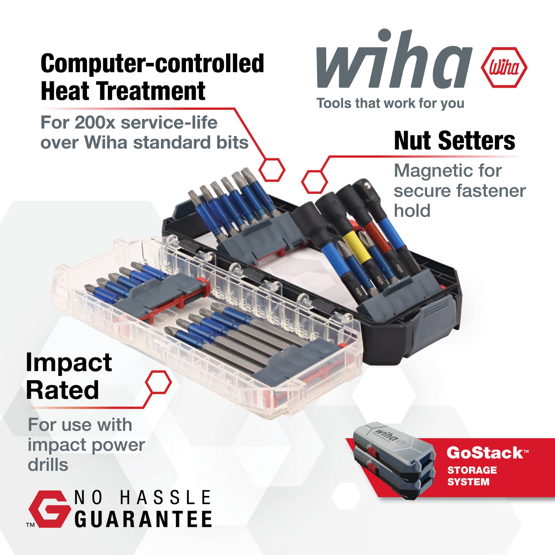 24 Piece GoStack TerminatorBlue Impact Bit Set with Nut Setters and Adapter