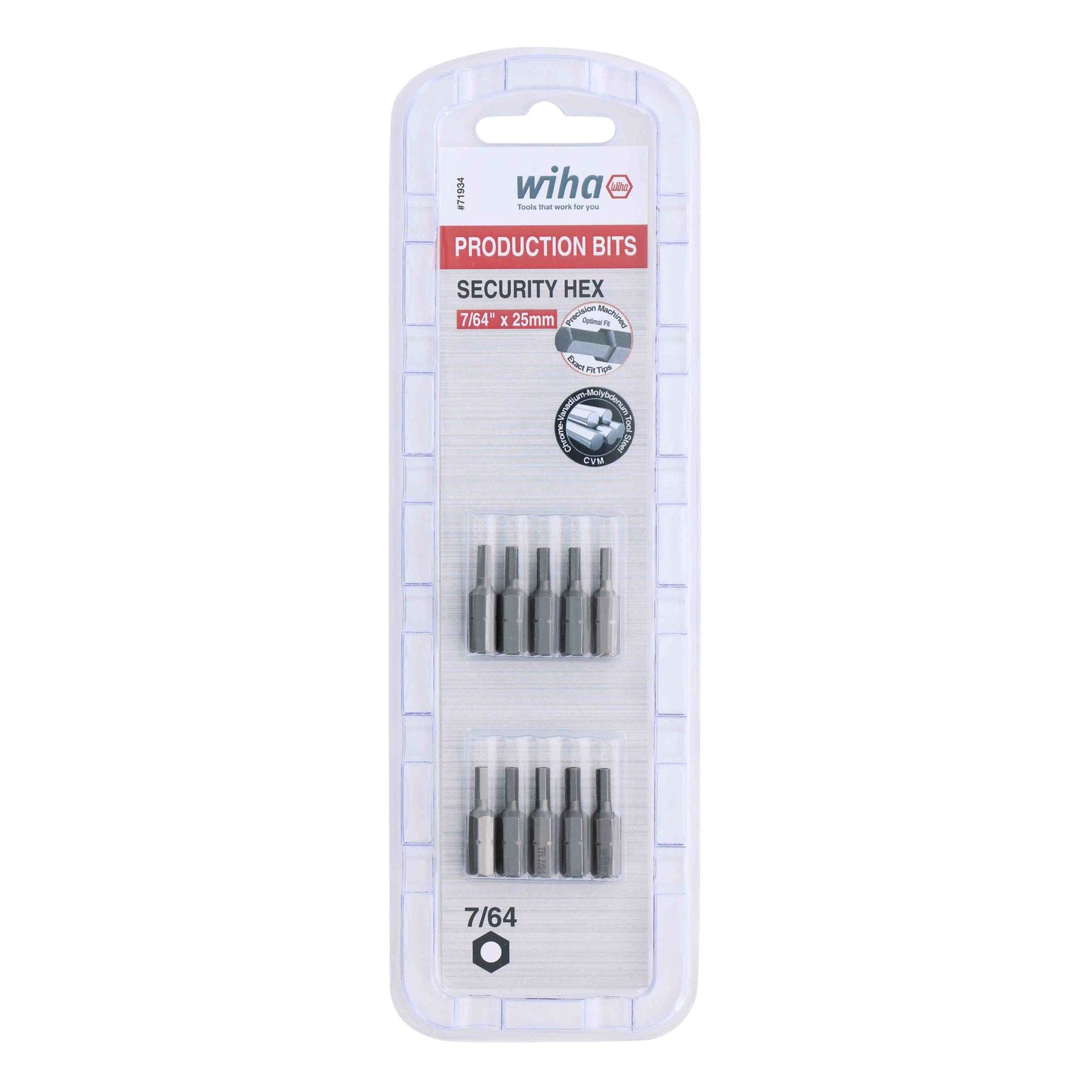 Security Hex Bit 7/64 - 25mm - 10 Pack