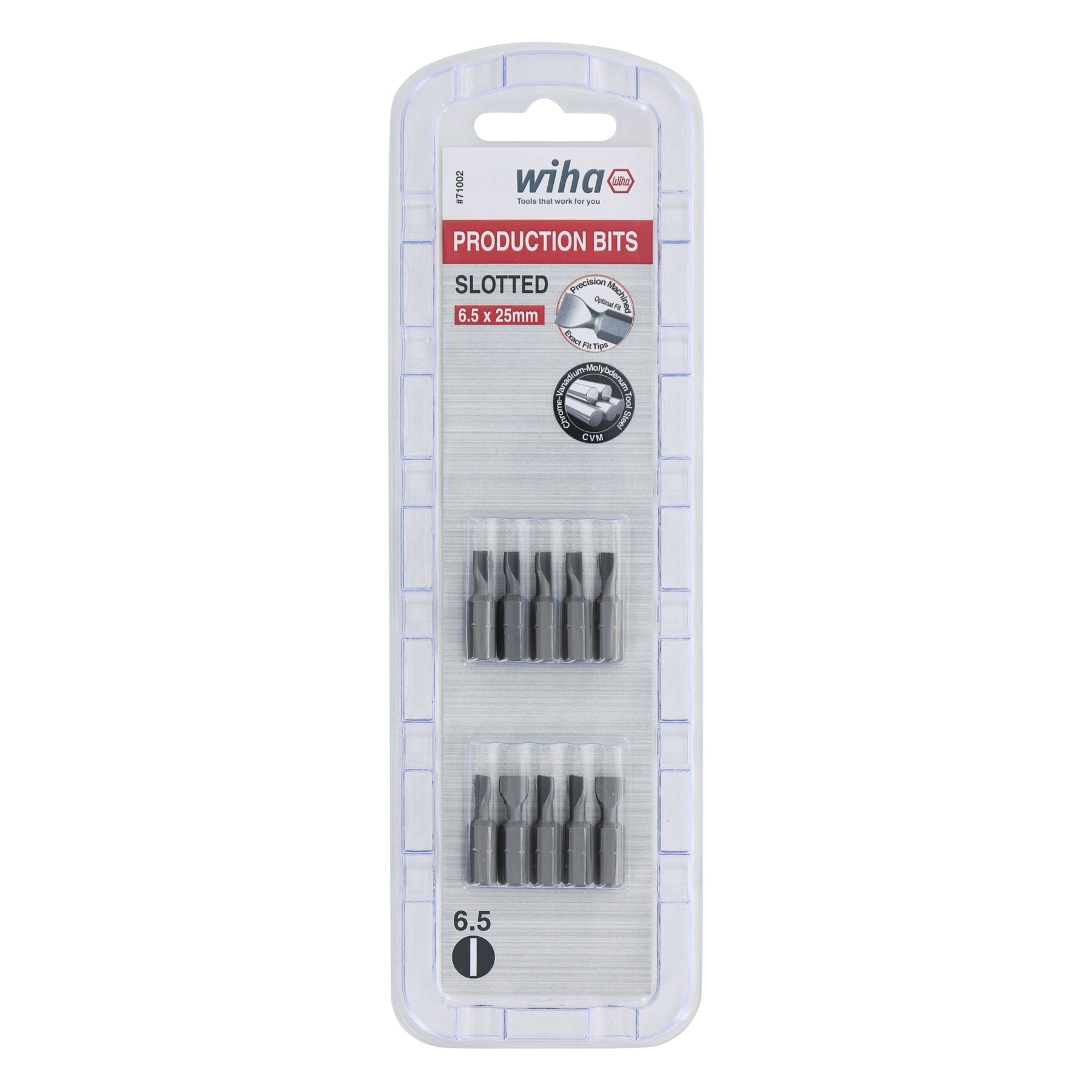 Slotted Bit 6.5mm - 25mm (1/4) - 10 Pack