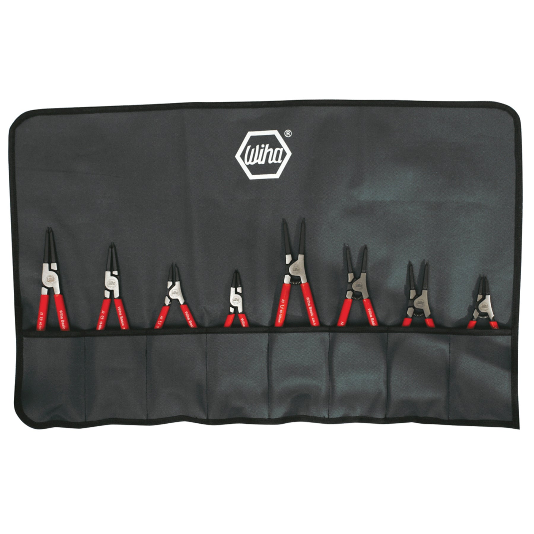 Wiha 32693 8 Piece Classic Grip Straight Internal/External Retaining Ring Pliers Set with Canvas Pouch