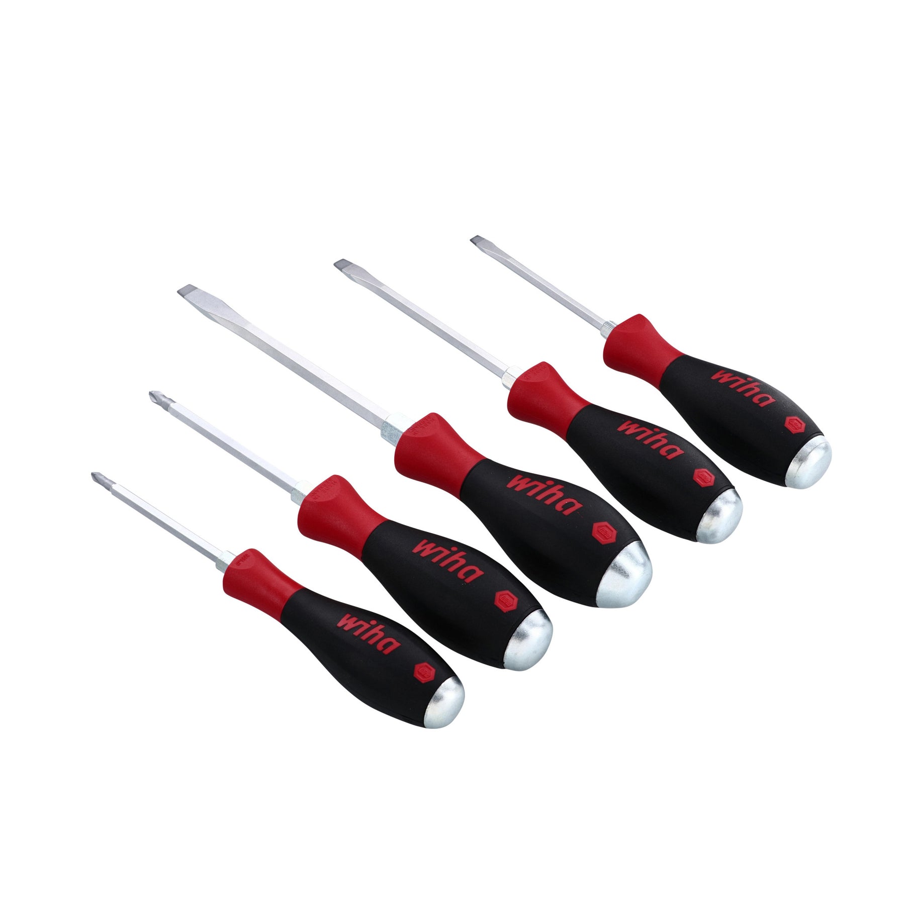 Wiha 53090 5 Piece SoftFinish XHeavy Duty Slotted and Phillips Screwdriver Set