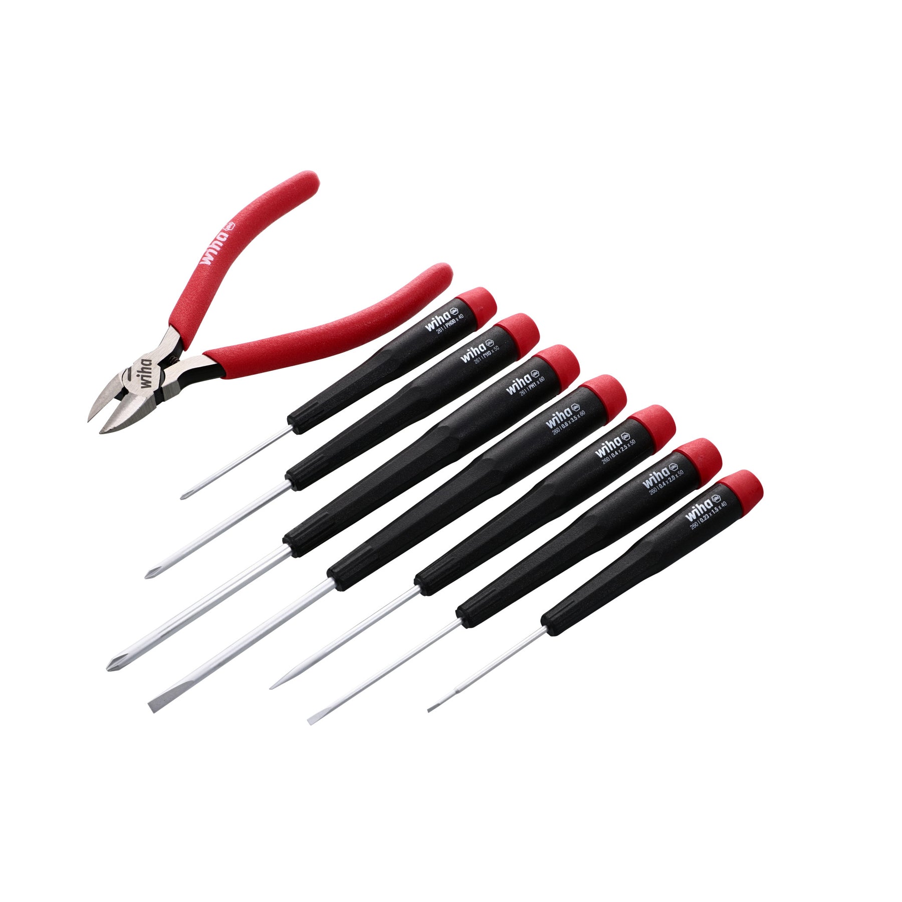 Wiha 26191 8 Piece Precision Slotted and Phillips Screwdrivers and Diagnal Cutters Set