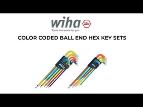 9 Piece Ball End Color Coded Hex L-Key Set - Metric