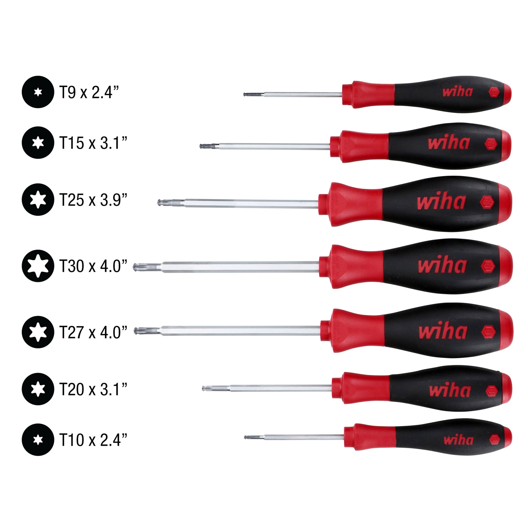 Wiha 36237 7 Piece SoftFinish Torx Ball End Screwdriver Set
