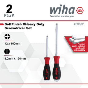 2 Piece SoftFinish XHeavy Duty Slotted and Phillips Screwdriver Set