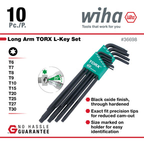 10 Piece Torx Long Arm L-Key Set