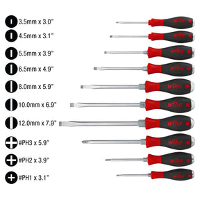 10 Piece SoftFinish XHeavy Duty Slotted and Phillips Screwdriver Set