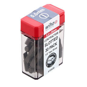 Slotted Contractor Insert Bit 5.5mm x 25mm - 30 Piece
