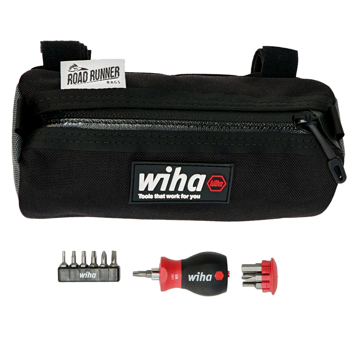 Wiha 91801 14 Piece Stubby Bike Repair Multi-Driver With Road Runner® Burrito Bag Set