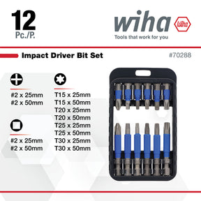 12 Piece TerminatorBlue Impact Driver Bit Set