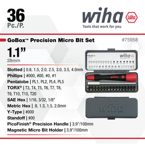 36 Piece GoBox Precision Micro Bit Set