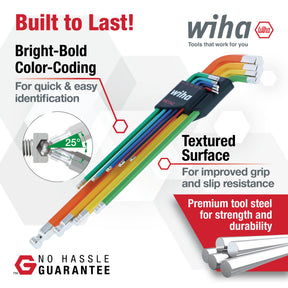 9 Piece Ball End Color Coded Hex L-Key Set - Metric