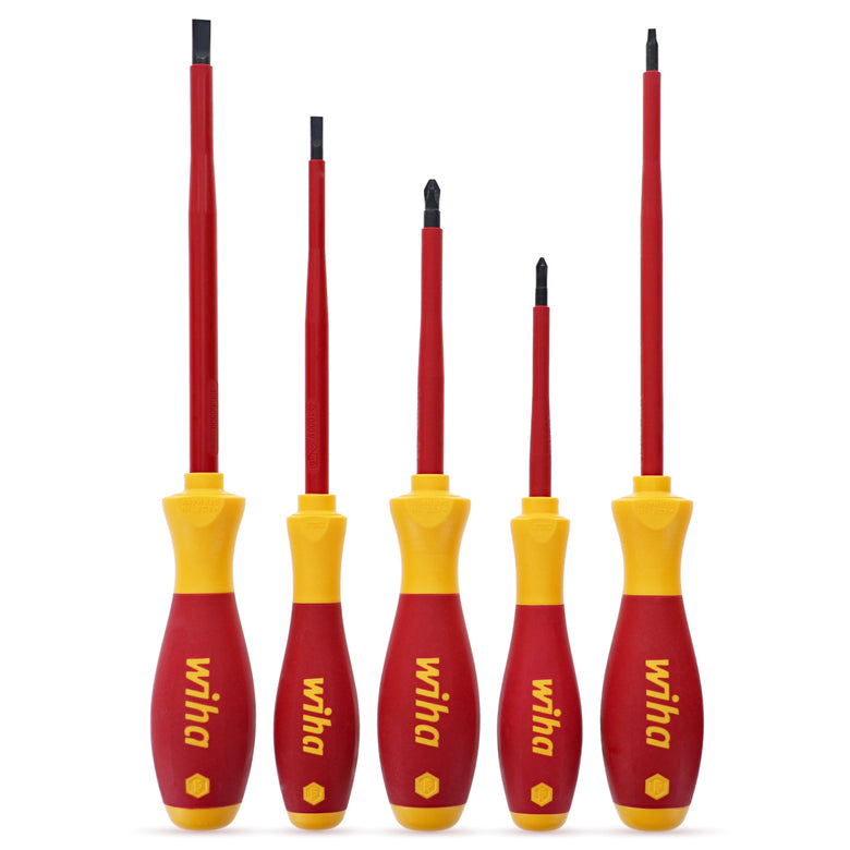5 Piece Insulated SoftFinish Screwdriver Set - Slotted, Phillips, Square