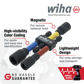 3 Piece Color Coded Magnetic Nut Setter SAE Set 3"