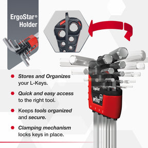 9 Piece ErgoStar Ball End Hex L-Key Set - Metric