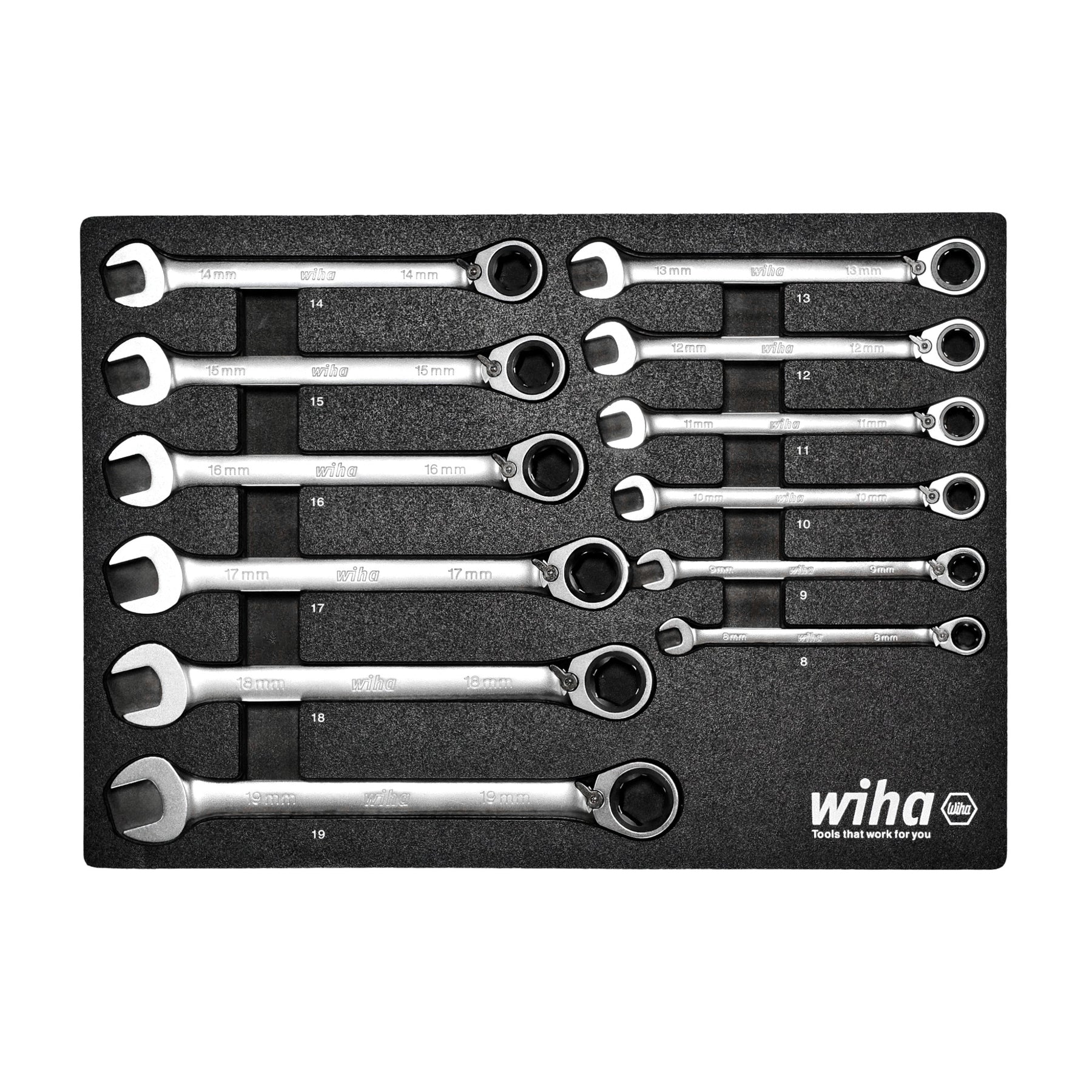 Metric MagicRing Ratcheting Wrench Tray Set