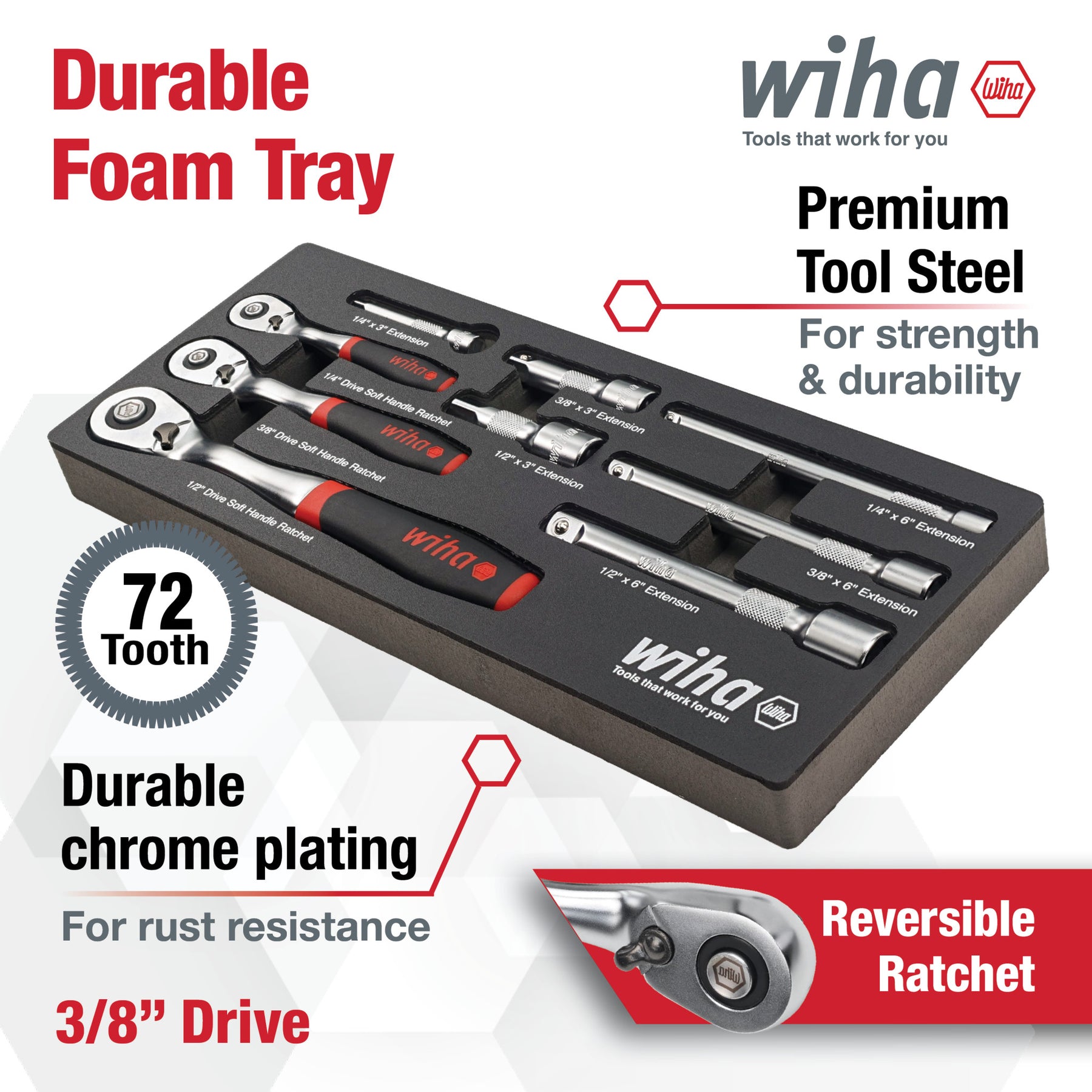 9 Piece SoftFinish Ratchet Tray Set