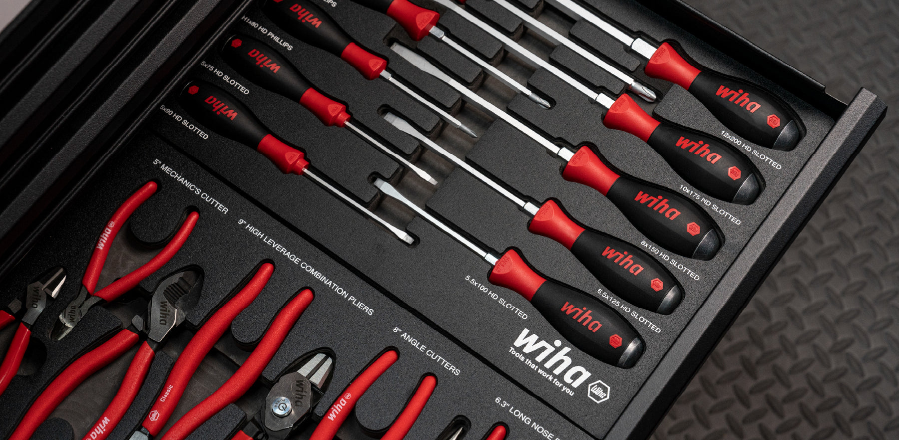 Wiha 14-Piece Split Head Mallet Set - 5 Materials With Foam Storage Tray