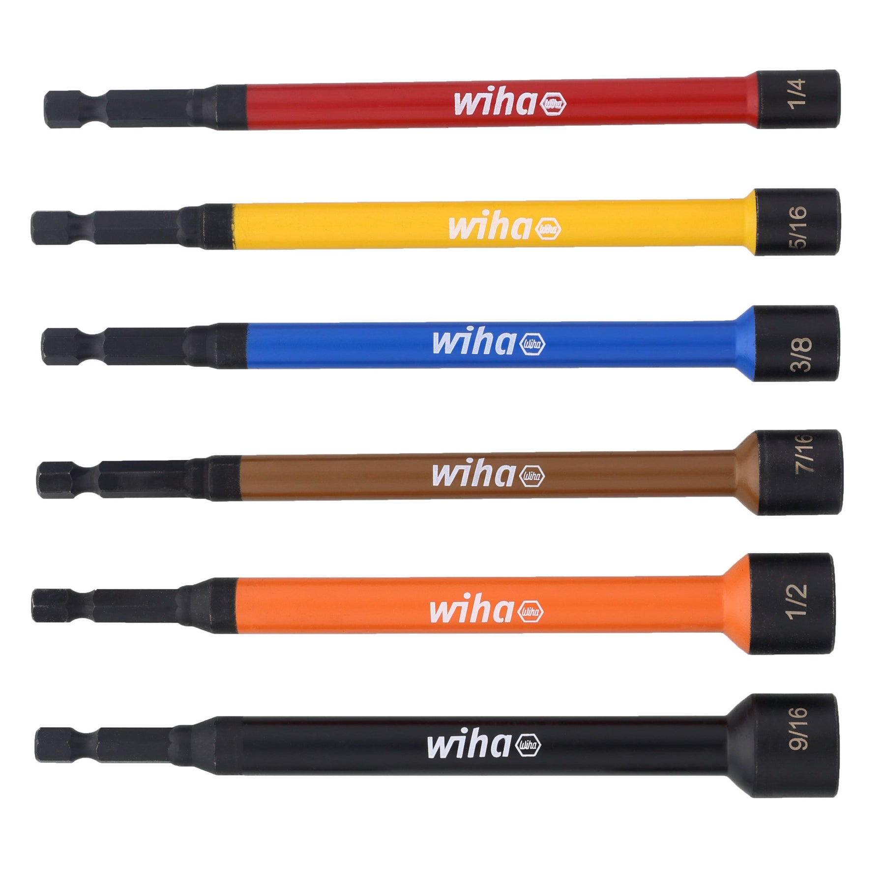 Wiha 70486 6 Piece Color Coded Magnetic Nut Setter SAE Set