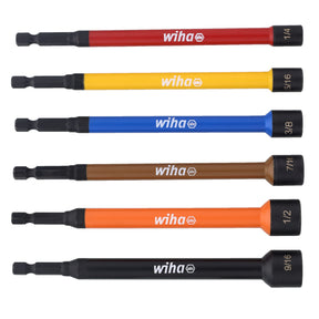 Wiha 70486 6 Piece Color Coded Magnetic Nut Setter SAE Set